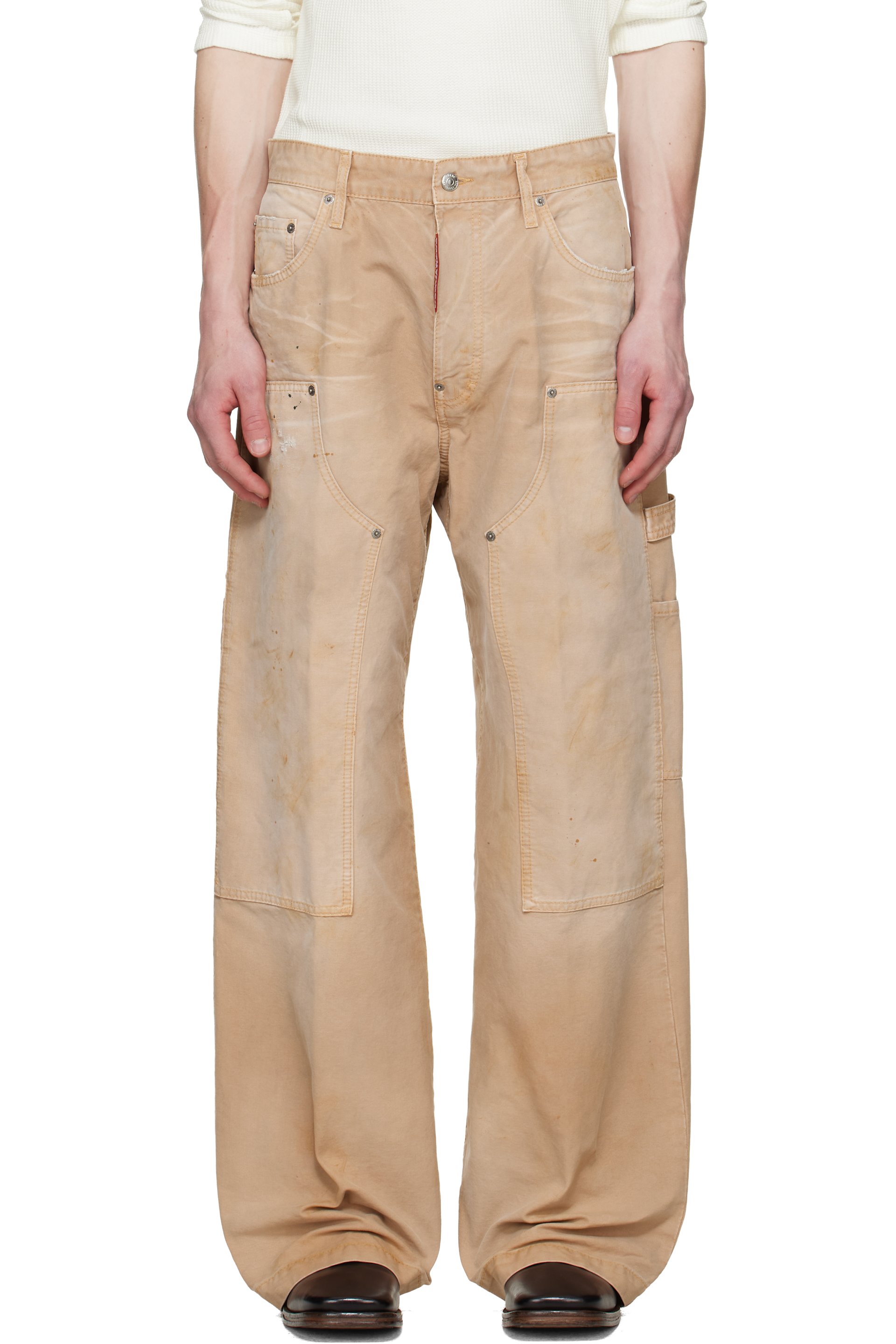 Dsquared2 - Beige Garment Dyed Baggy Carpenter Trousers