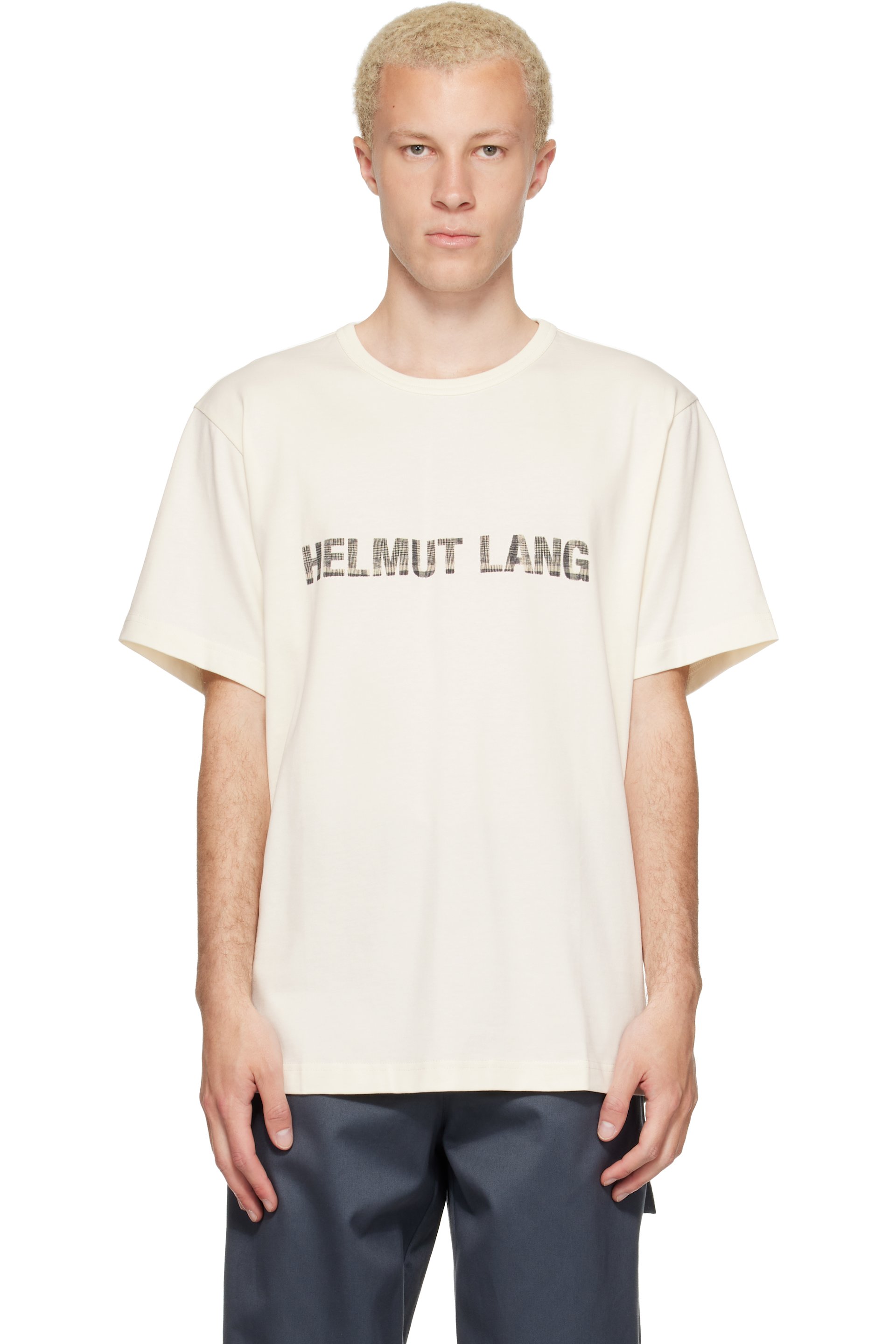 Helmut Lang - T-shirt blanc cassé à logo