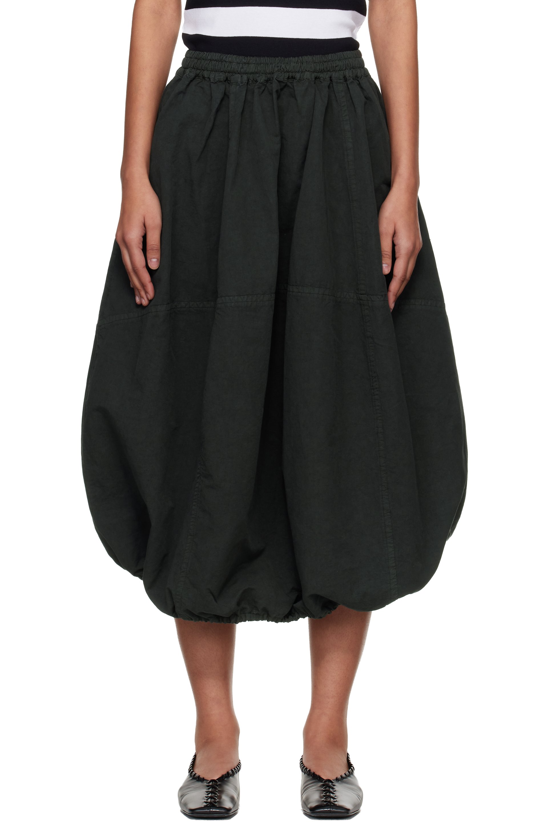 YMC - Jupe midi parachute kaki