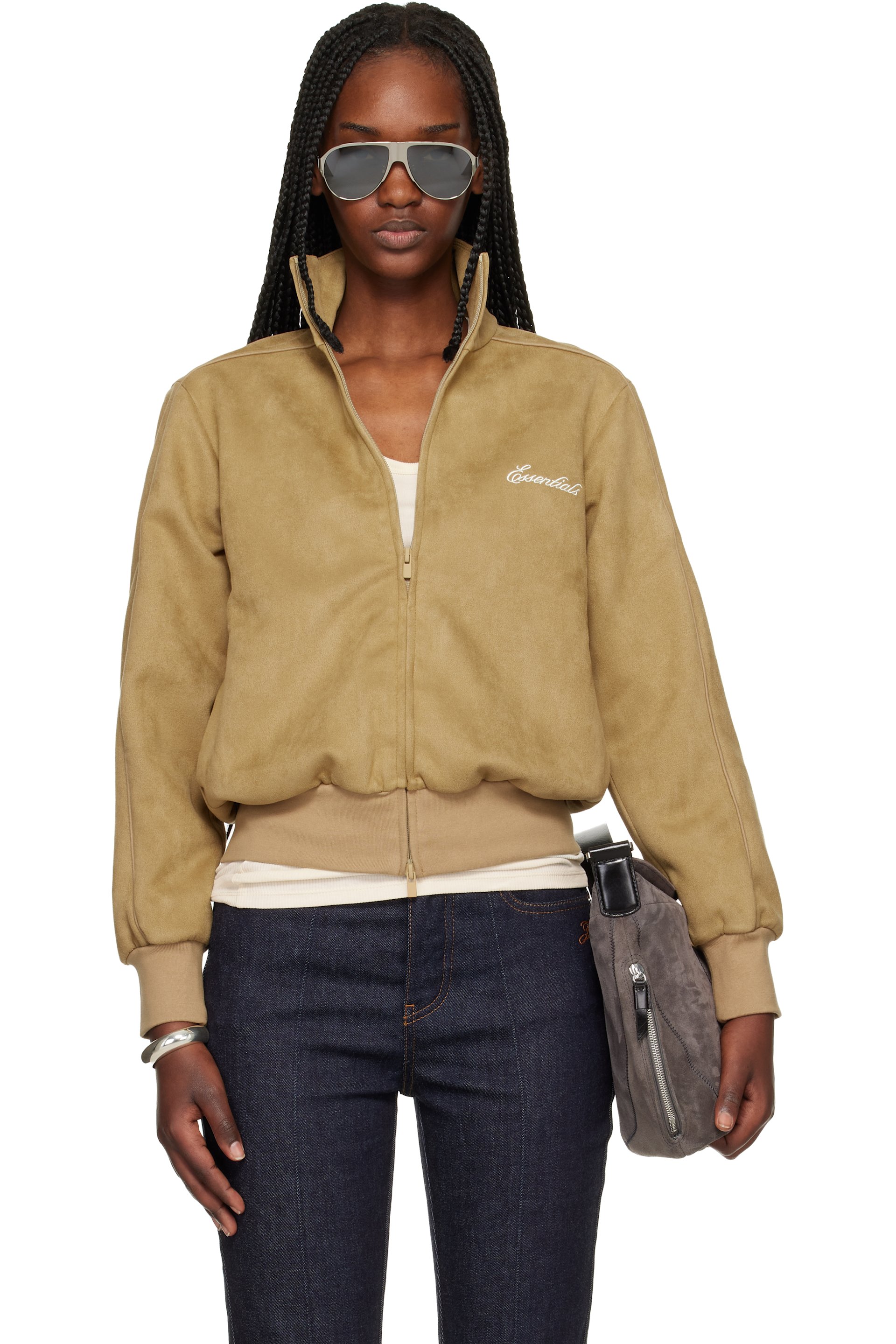 Fear of God ESSENTIALS - Blouson de survêtement de style rétro brun clair