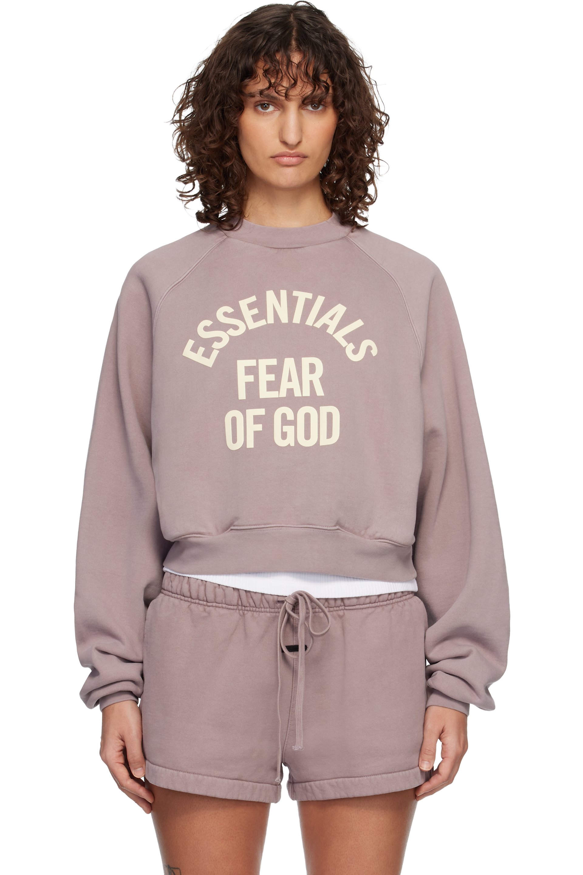 Fear of God ESSENTIALS - Purple Campus 90's Cropped Raglan Sweatshirt