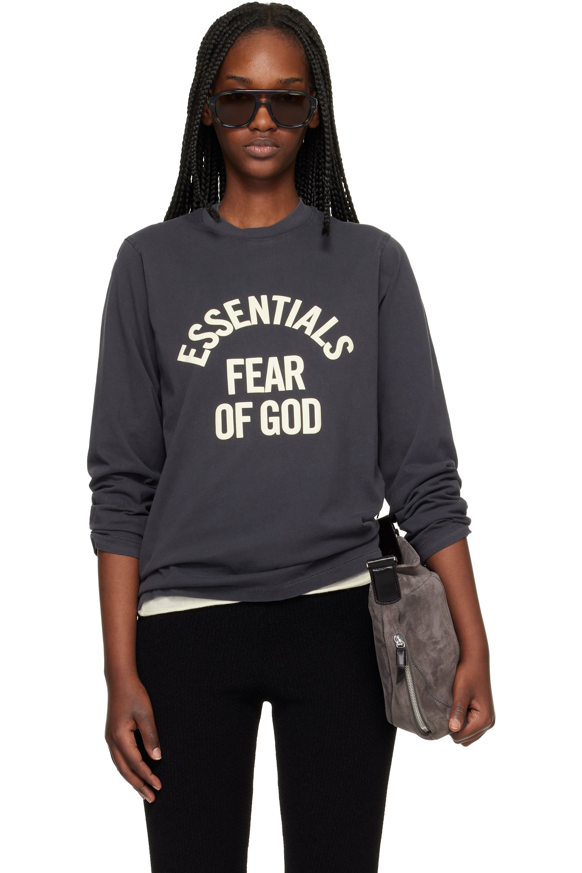 Fear of God ESSENTIALS - Black Campus Classic Long Sleeve T-shirt