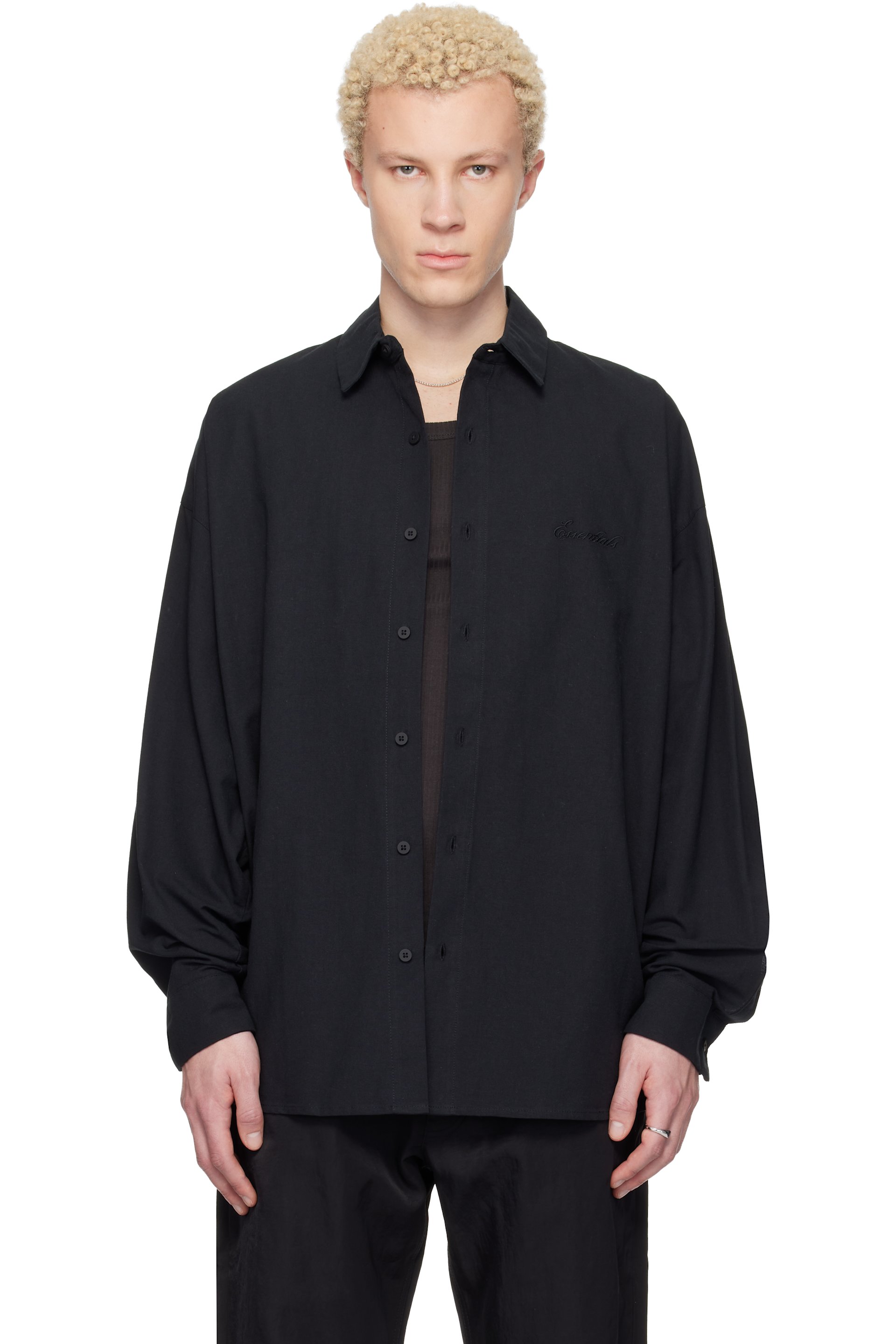 Fear of God ESSENTIALS - 블랙 시그니처 버튼업 셔츠