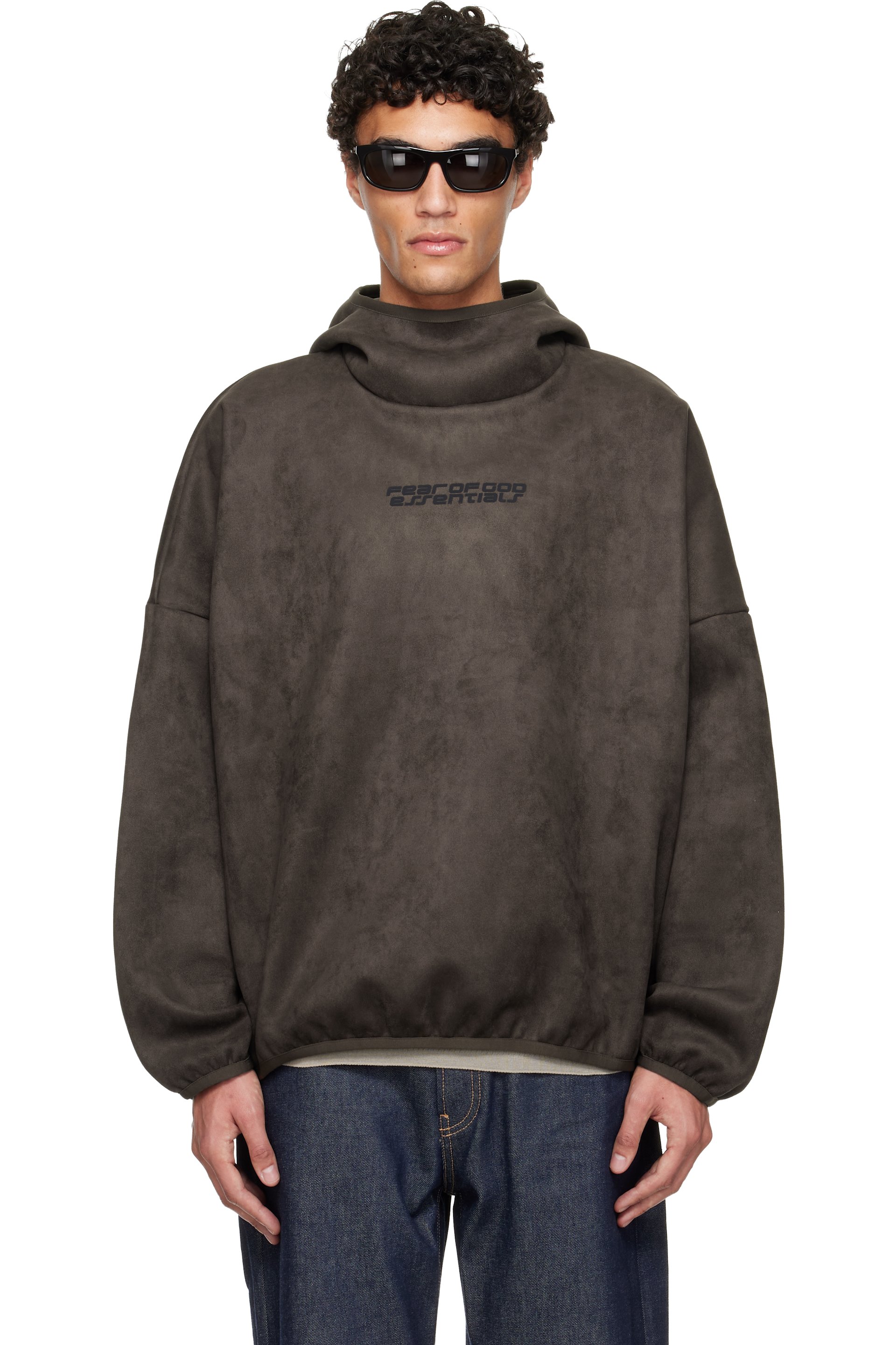 Fear of God ESSENTIALS - Brown Holiday Faux-Suede Fleece Modern Hoodie