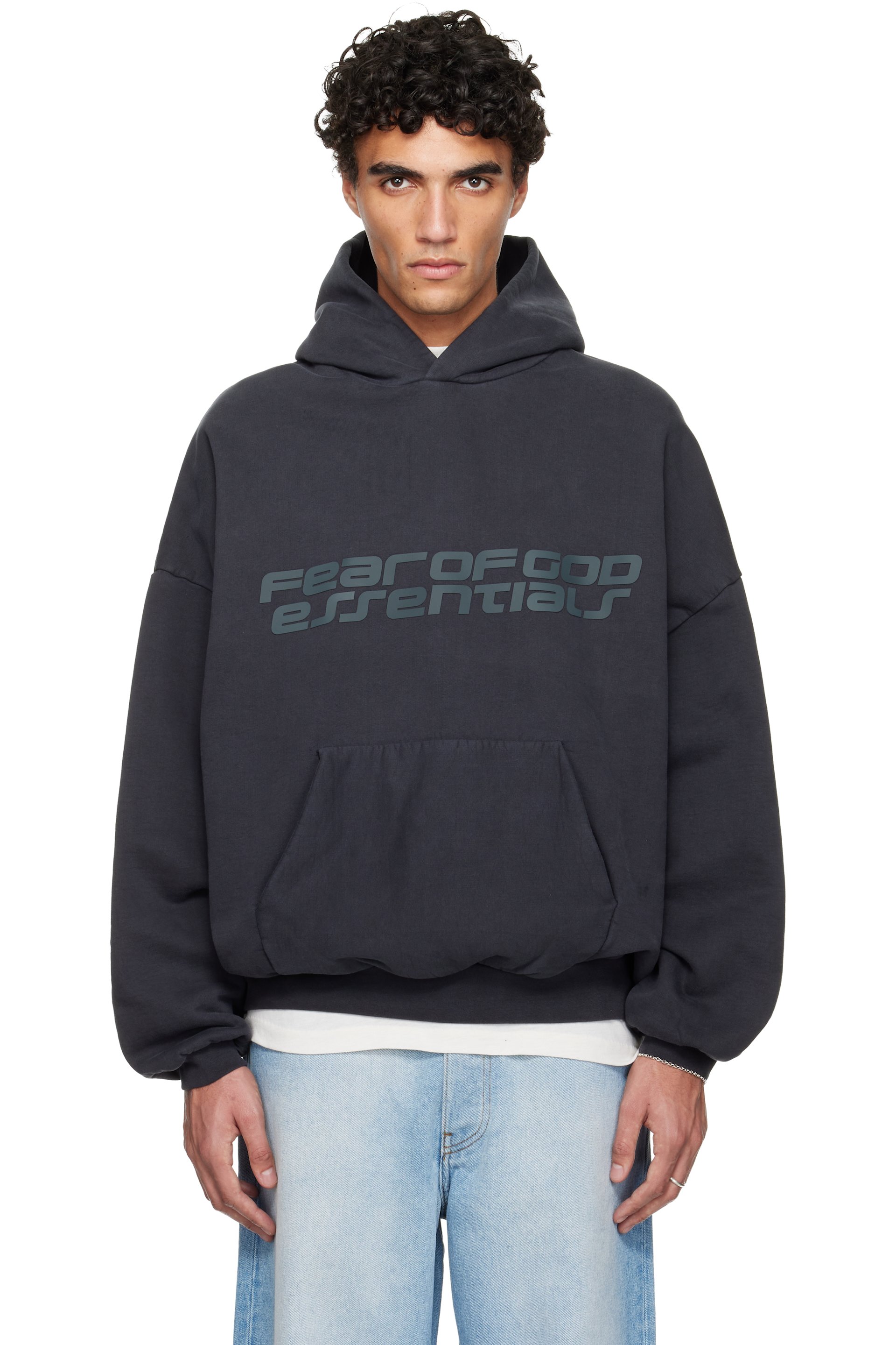 Fear of God ESSENTIALS - Black Holiday Heavy Fleece 90s Hoodie