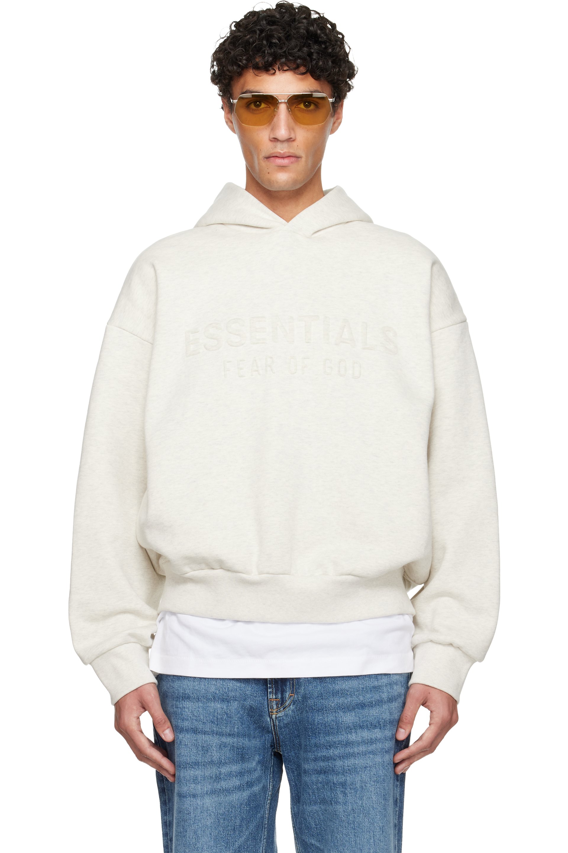 Fear of God ESSENTIALS - Off-White Holiday Embossed 'Essentials' Classic Hoodie