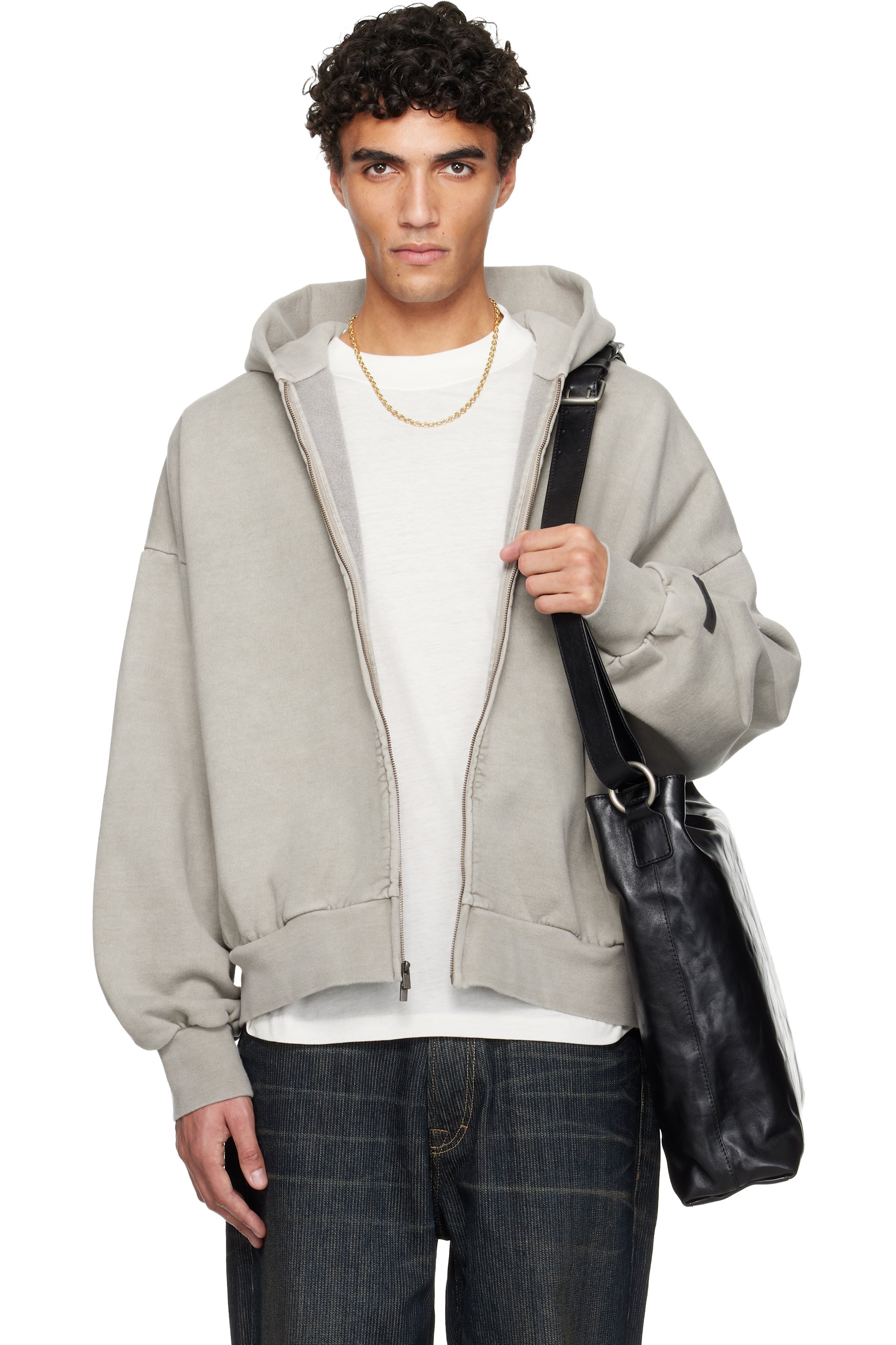 Fear of God ESSENTIALS - Gray Holiday Embroidered Classic Full Zip Hoodie