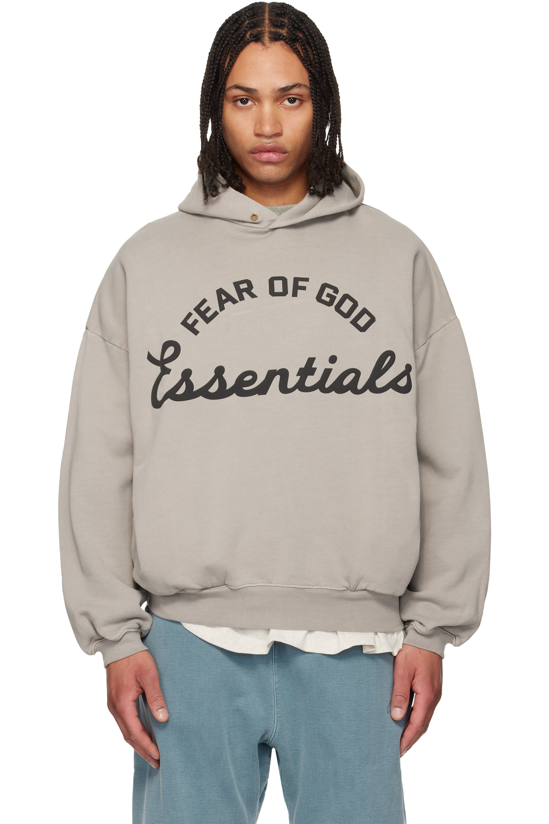 Fear of God ESSENTIALS - Pull à capuche 90s gris à logo Training