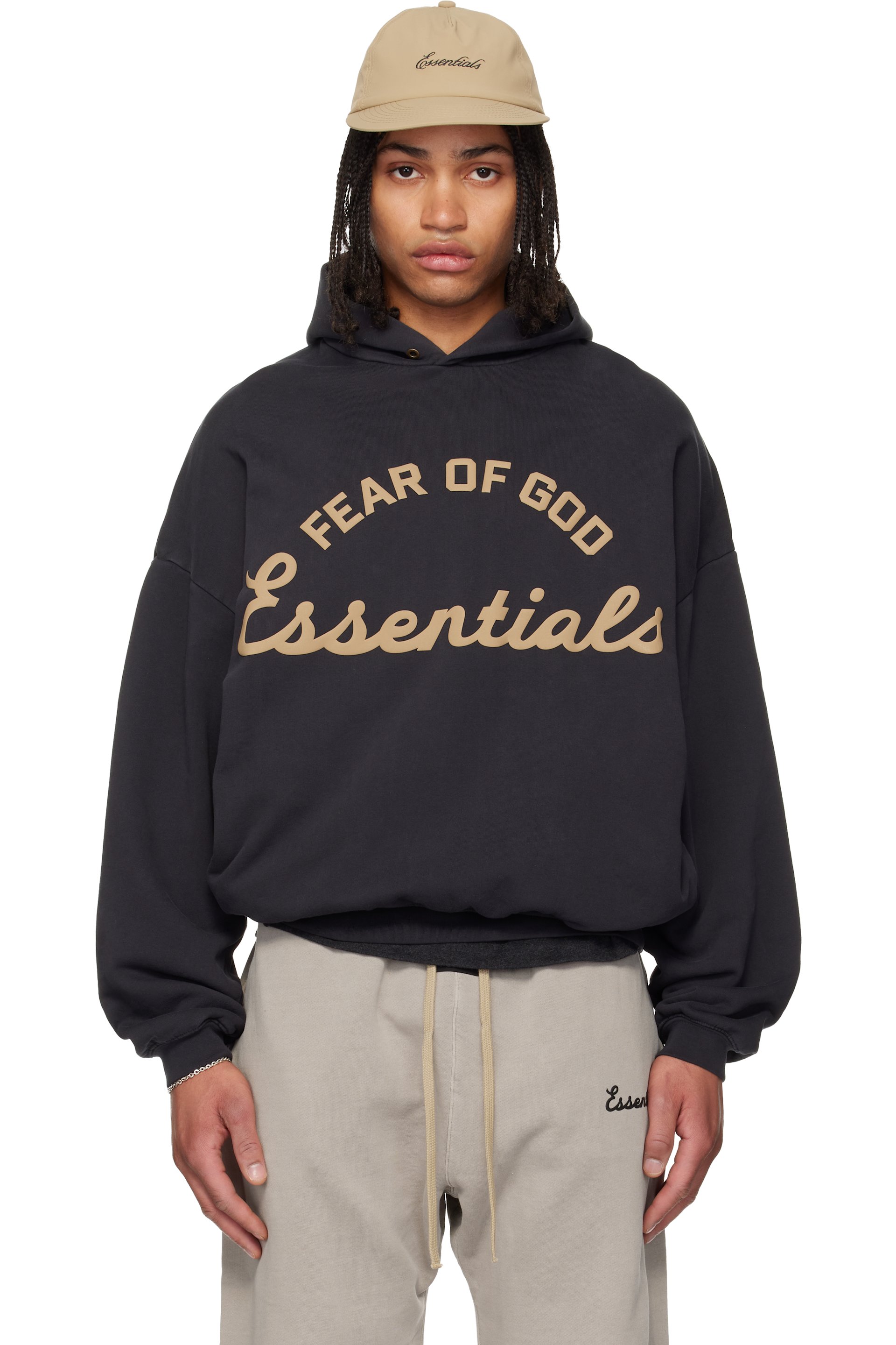 Fear of God ESSENTIALS - Pull à capuche 90s noir à logo Training