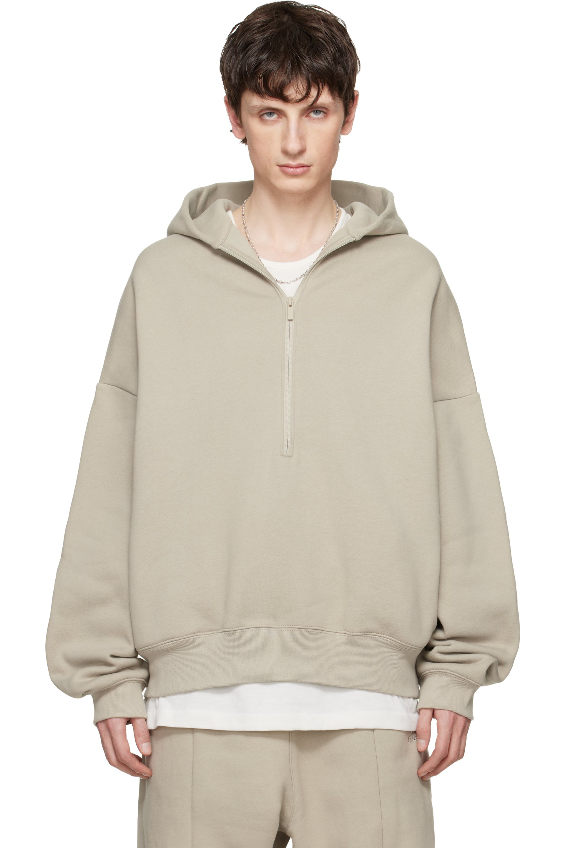 Fear of God ESSENTIALS - Pull à capuche décontracté 'Property' gris à demi-glissière