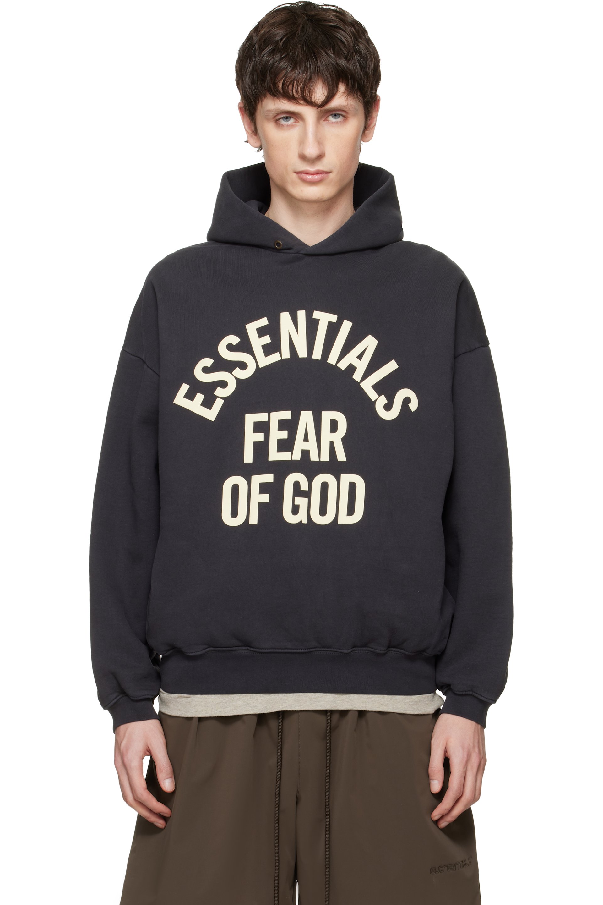 Fear of God ESSENTIALS - Pull à capuche 90s noir à logo de style collégial
