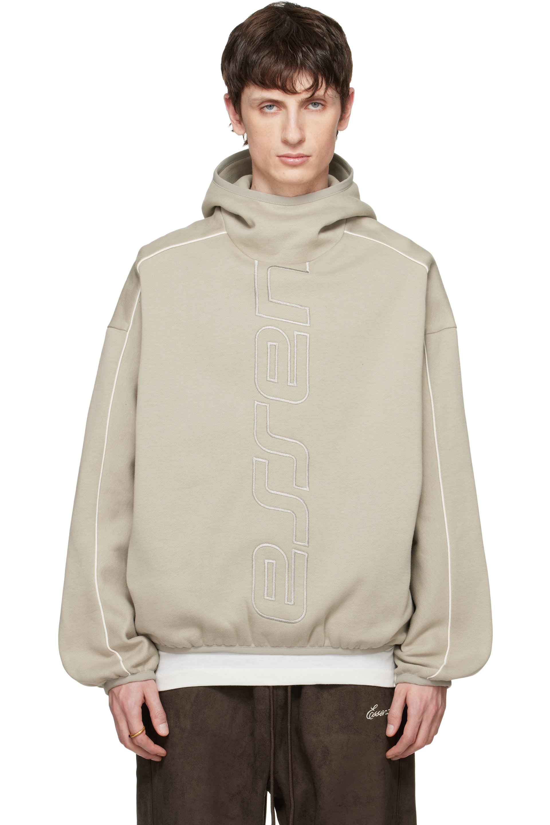 Fear of God ESSENTIALS - Pull à capuche gris en molleton à coupe moderne et à logo Active Trace