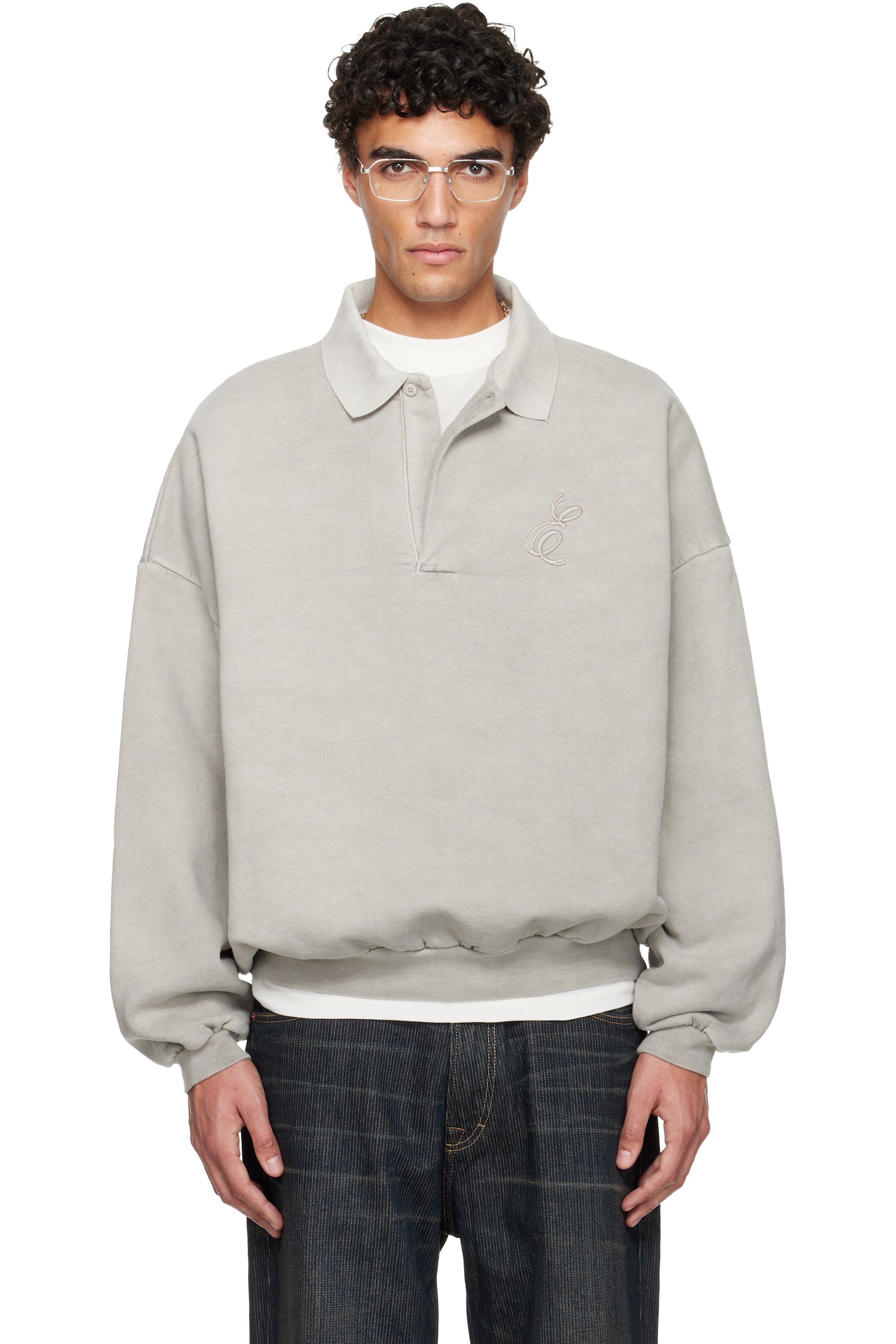 Fear of God ESSENTIALS - Gray Holiday Embroidered Classic Polo
