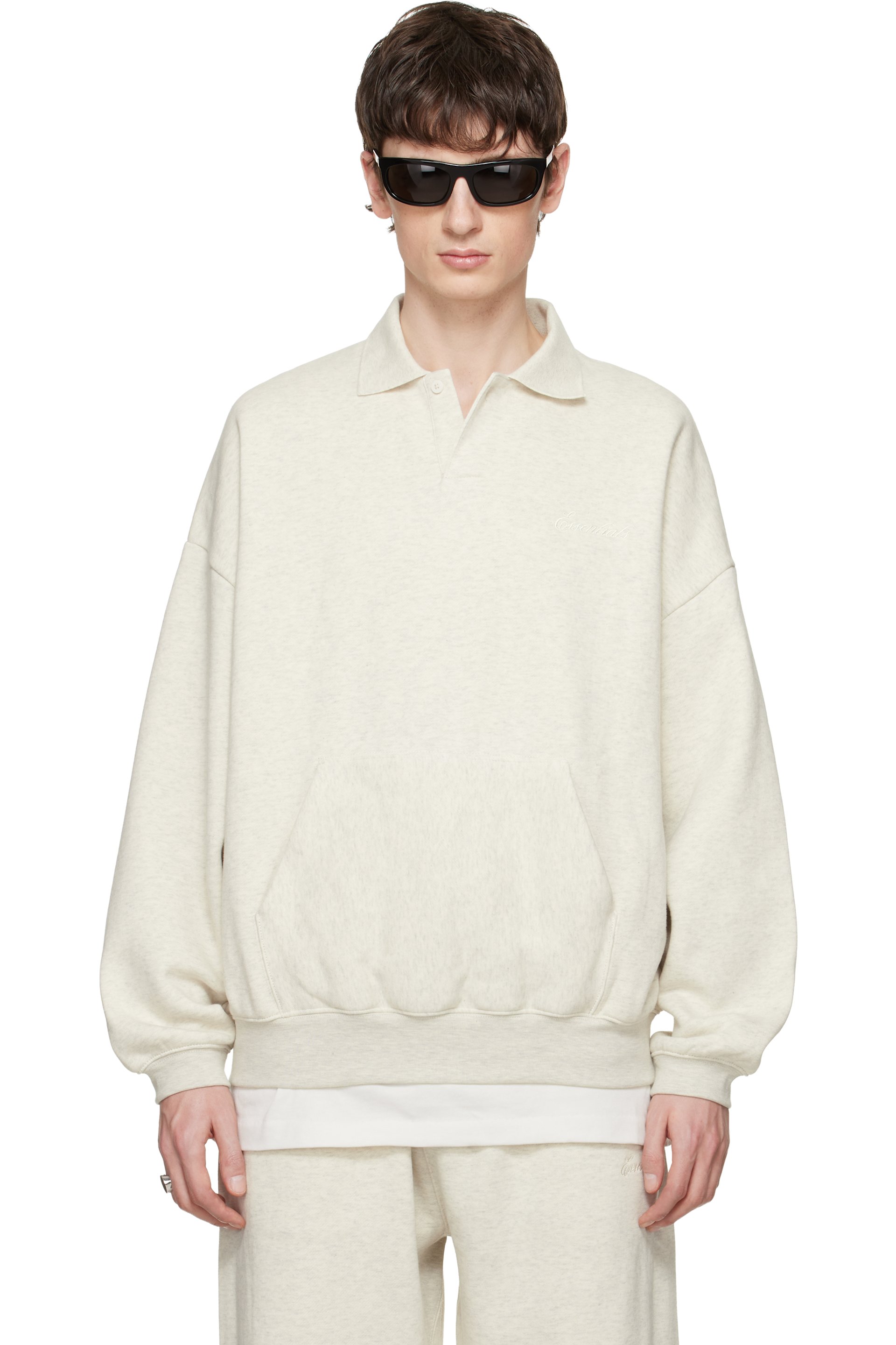 Fear of God ESSENTIALS - Gray Signature 90s Polo Sweatshirt