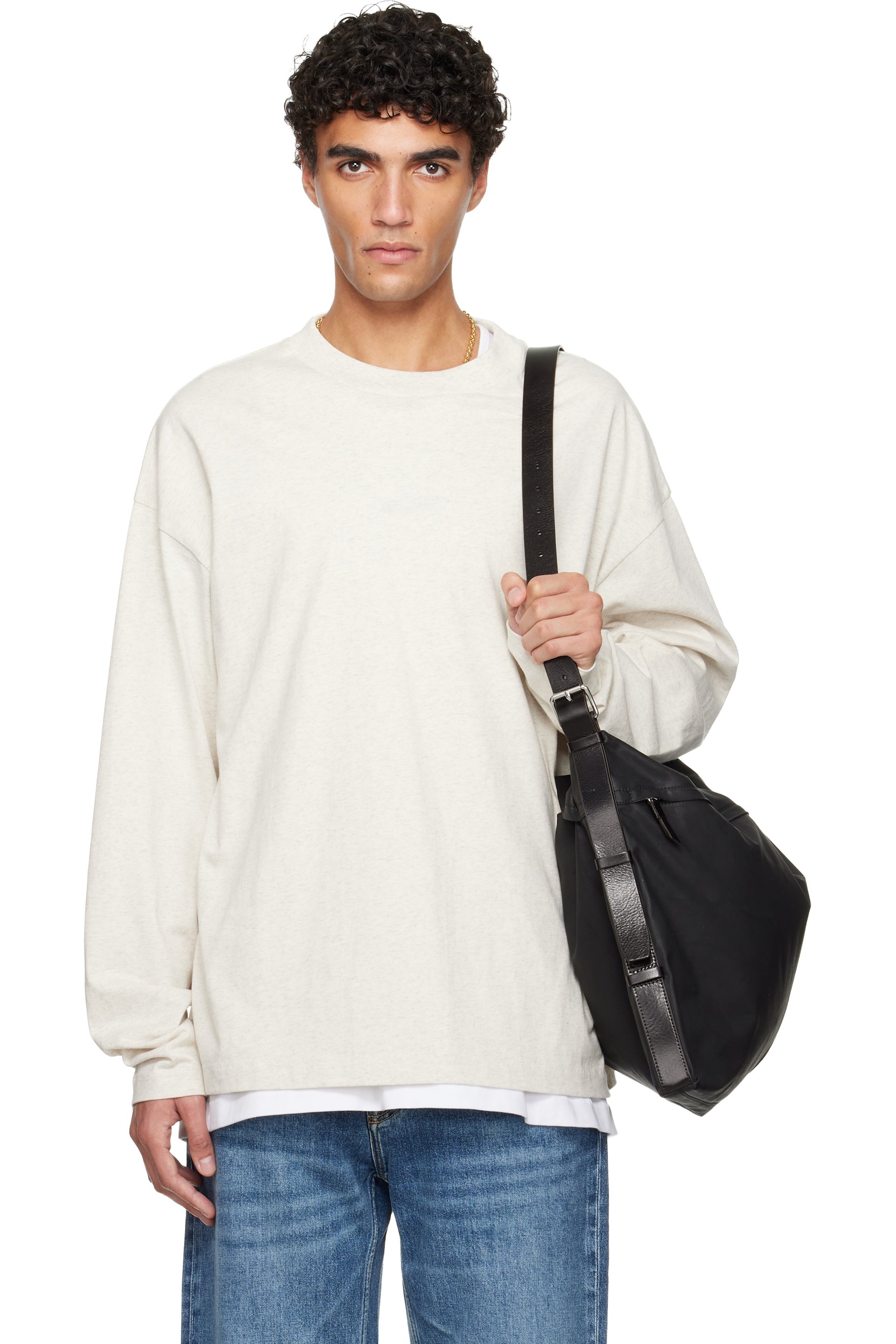 Fear of God ESSENTIALS - Off-White Holiday Embroidered Classic Long Sleeve T-shirt