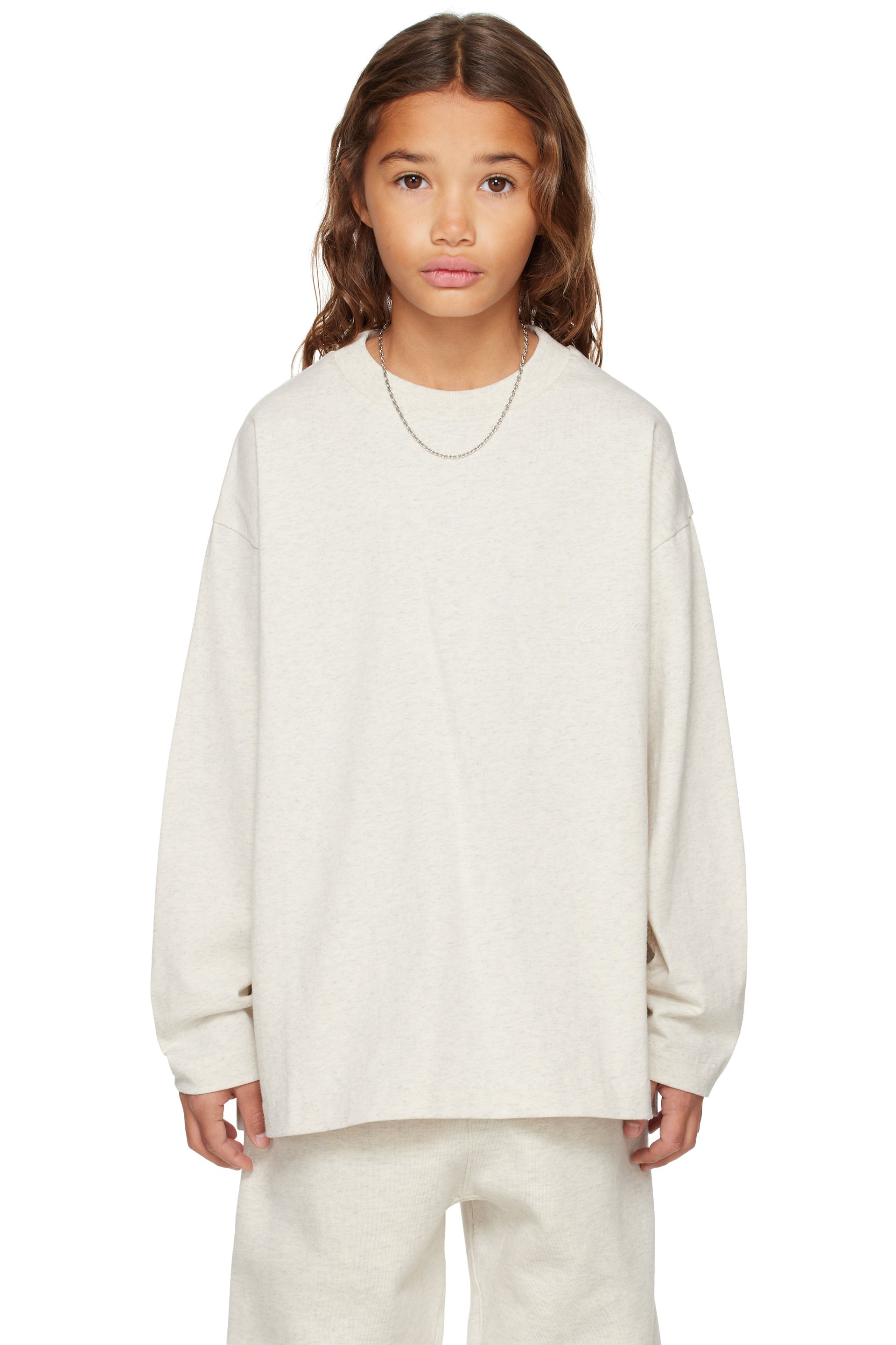 Fear of God ESSENTIALS - Kids Gray Holiday Classic Long Sleeve T-shirt