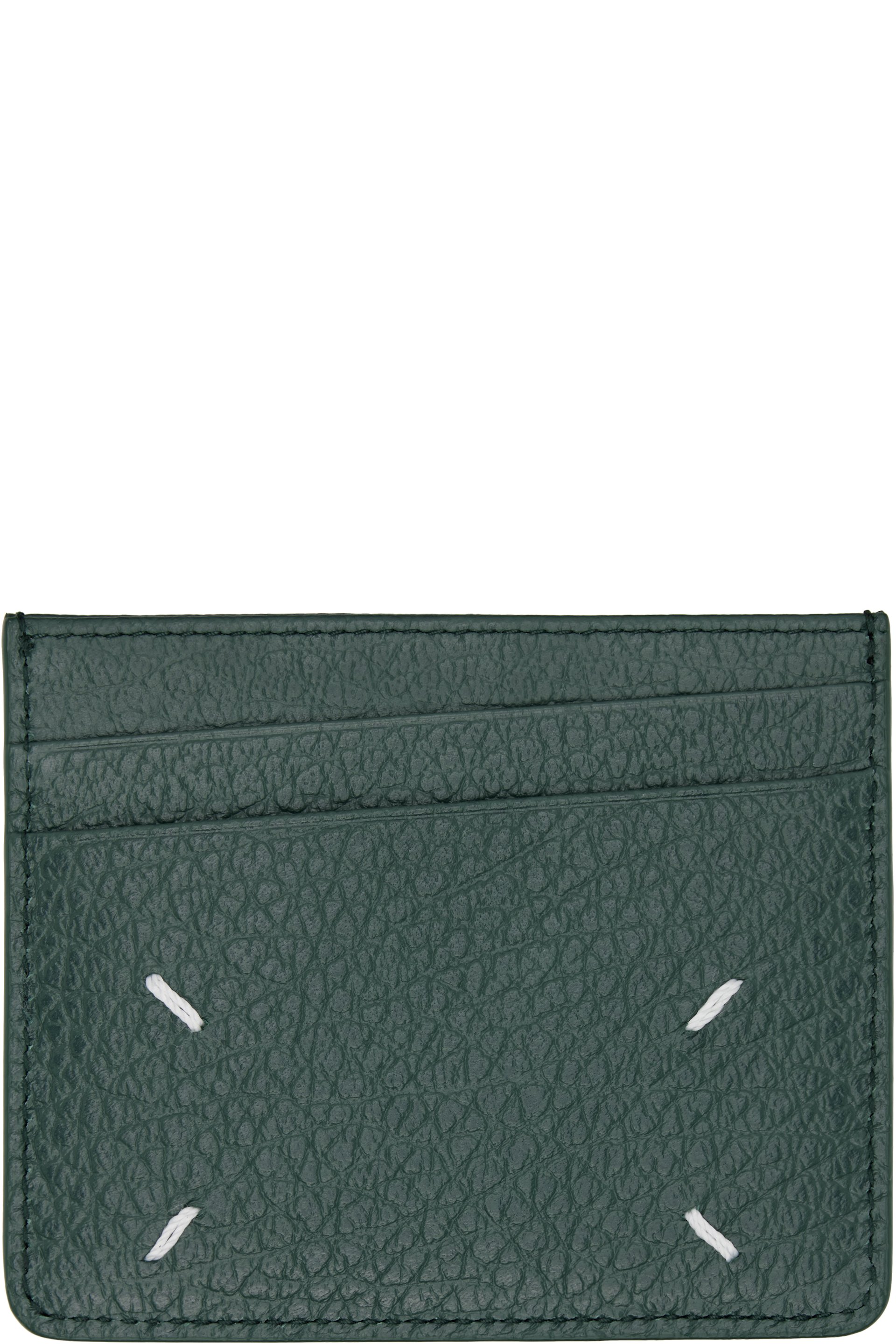 Maison Margiela - Porte-carte vert à ornement cousu emblématique