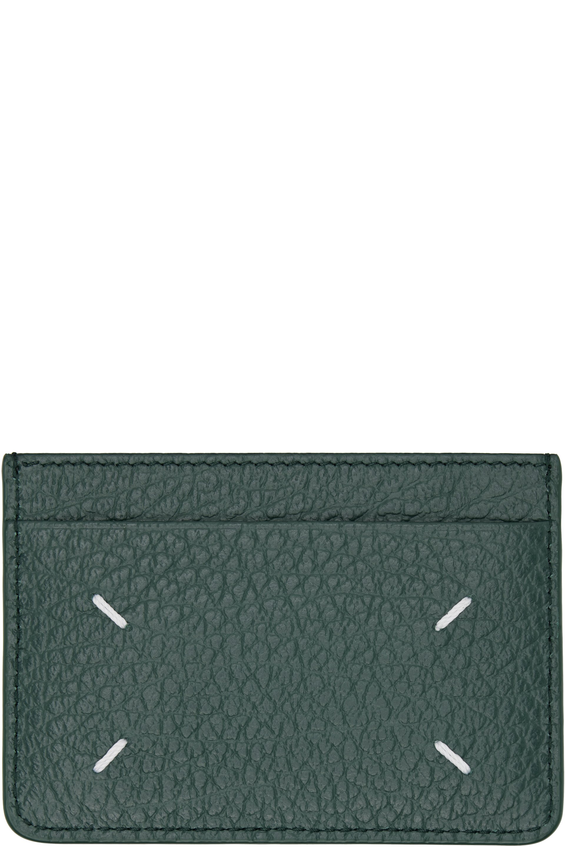 Maison Margiela - Porte-carte vert à ornement cousu emblématique