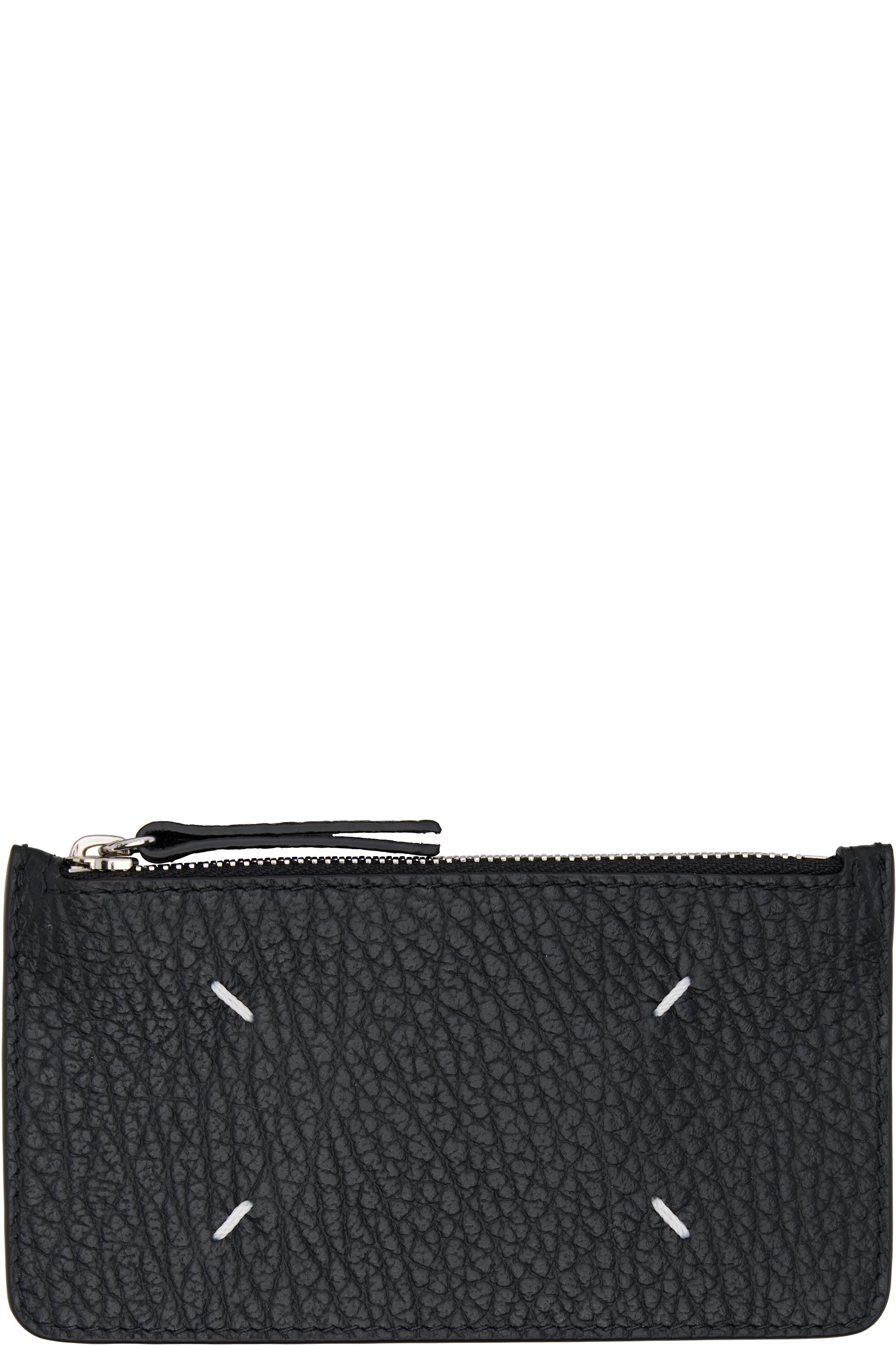 Maison Margiela - Porte-carte noir à ornement cousu