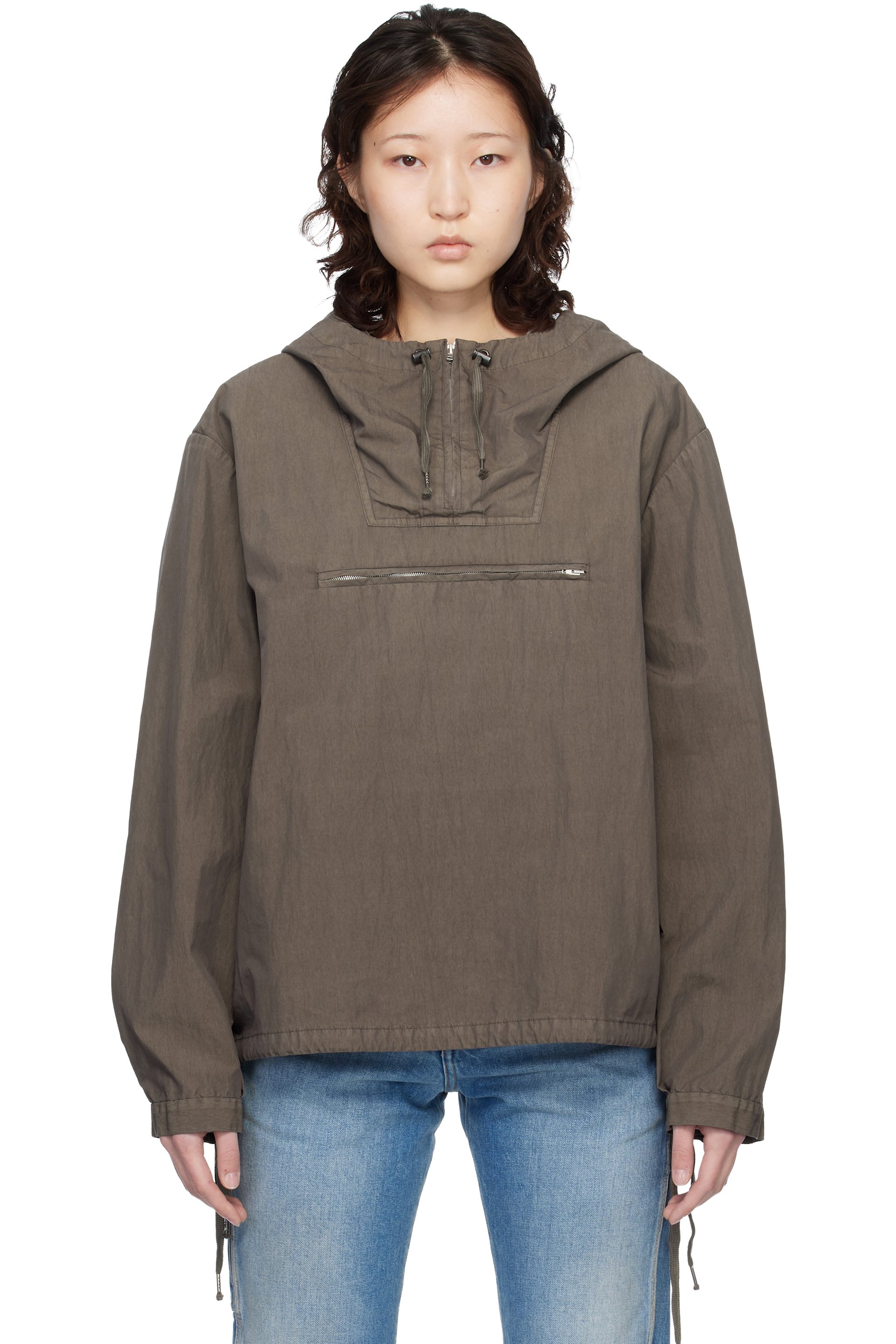 Maison Margiela - Anorak de style caban taupe en coton