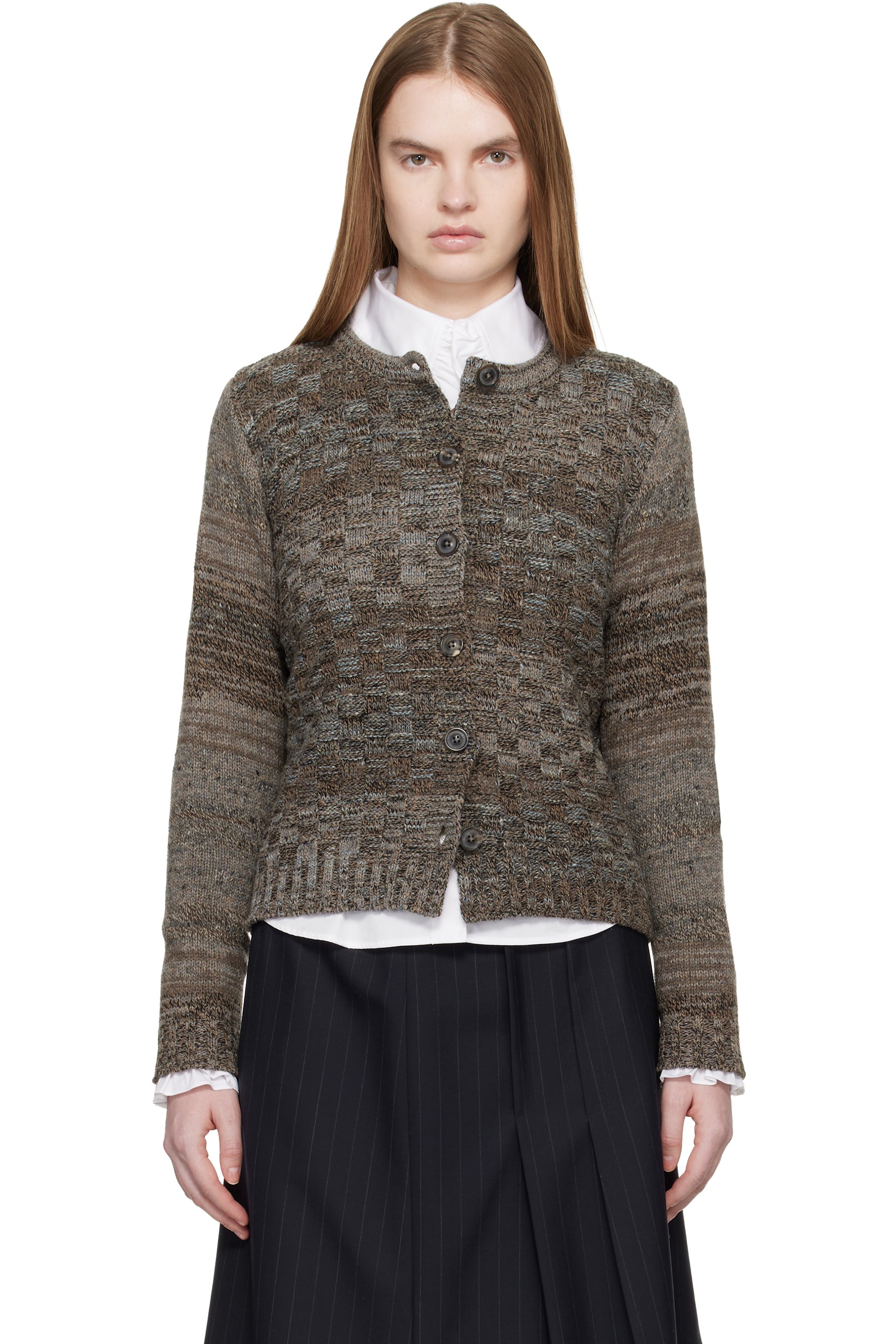 Maison Margiela - Cardigan brun en tricot