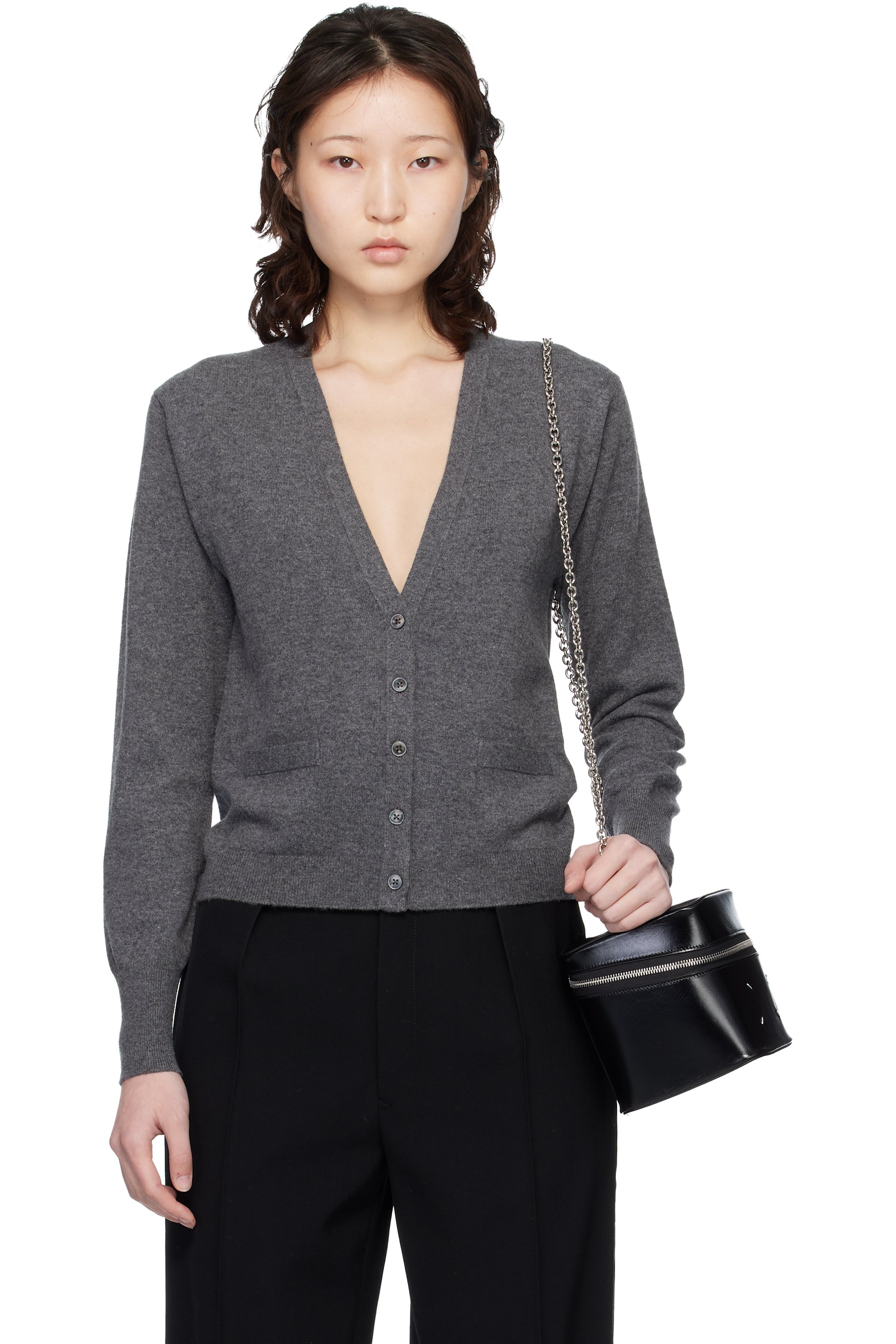Maison Margiela - Cardigan gris en laine vierge