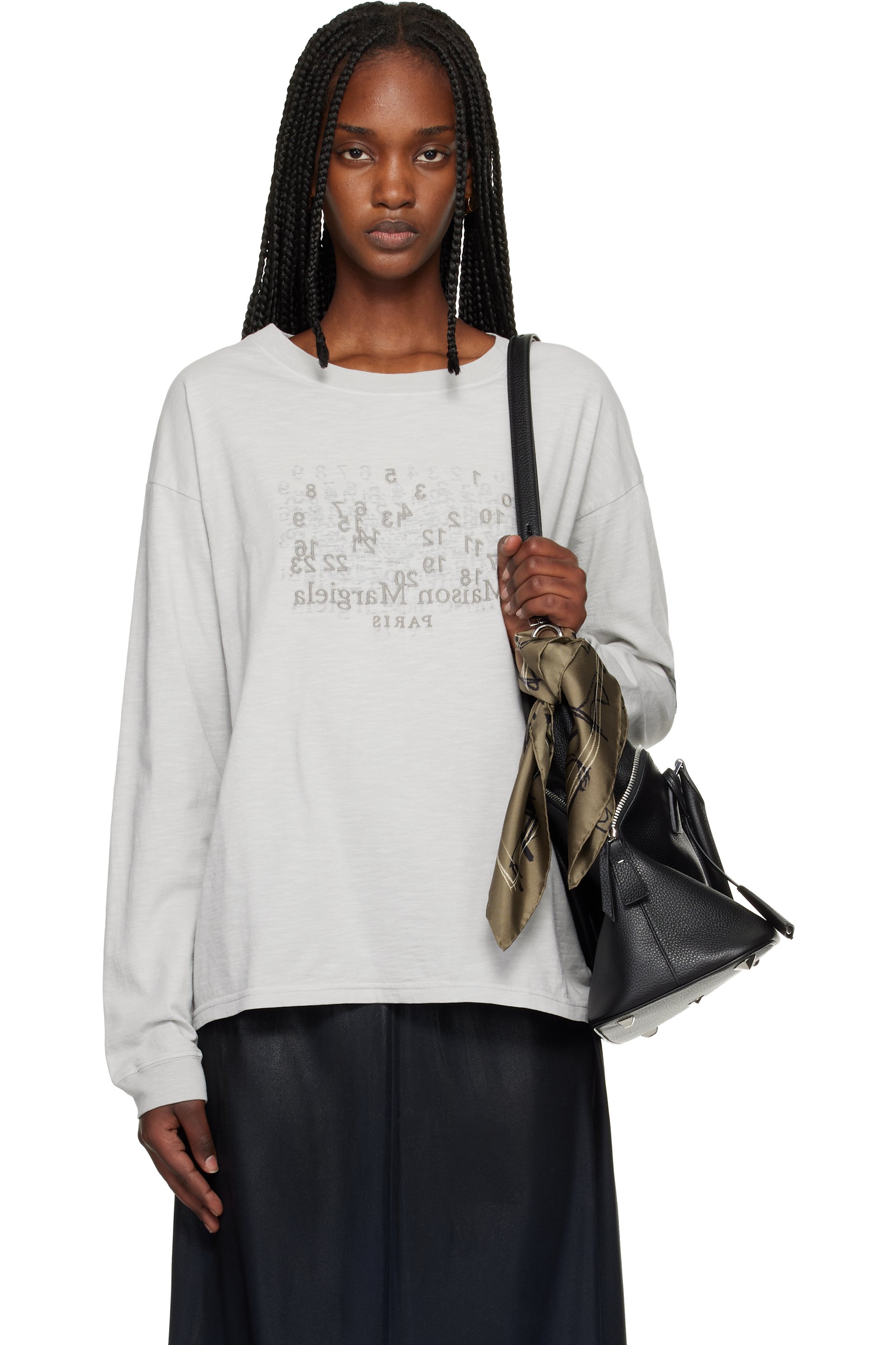 Maison Margiela - T-shirt gris à logo numérique