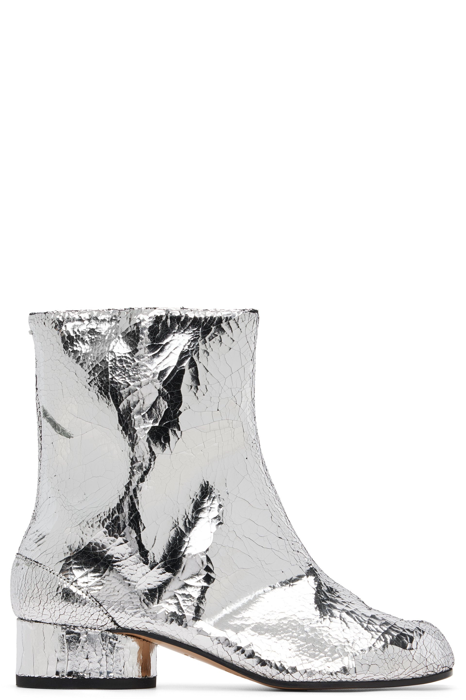 Maison Margiela: Silver Tabi Mirror Boots | SSENSE Canada Maison Margiela: Silver Tabi Mirror Boots | SSENSE Canada