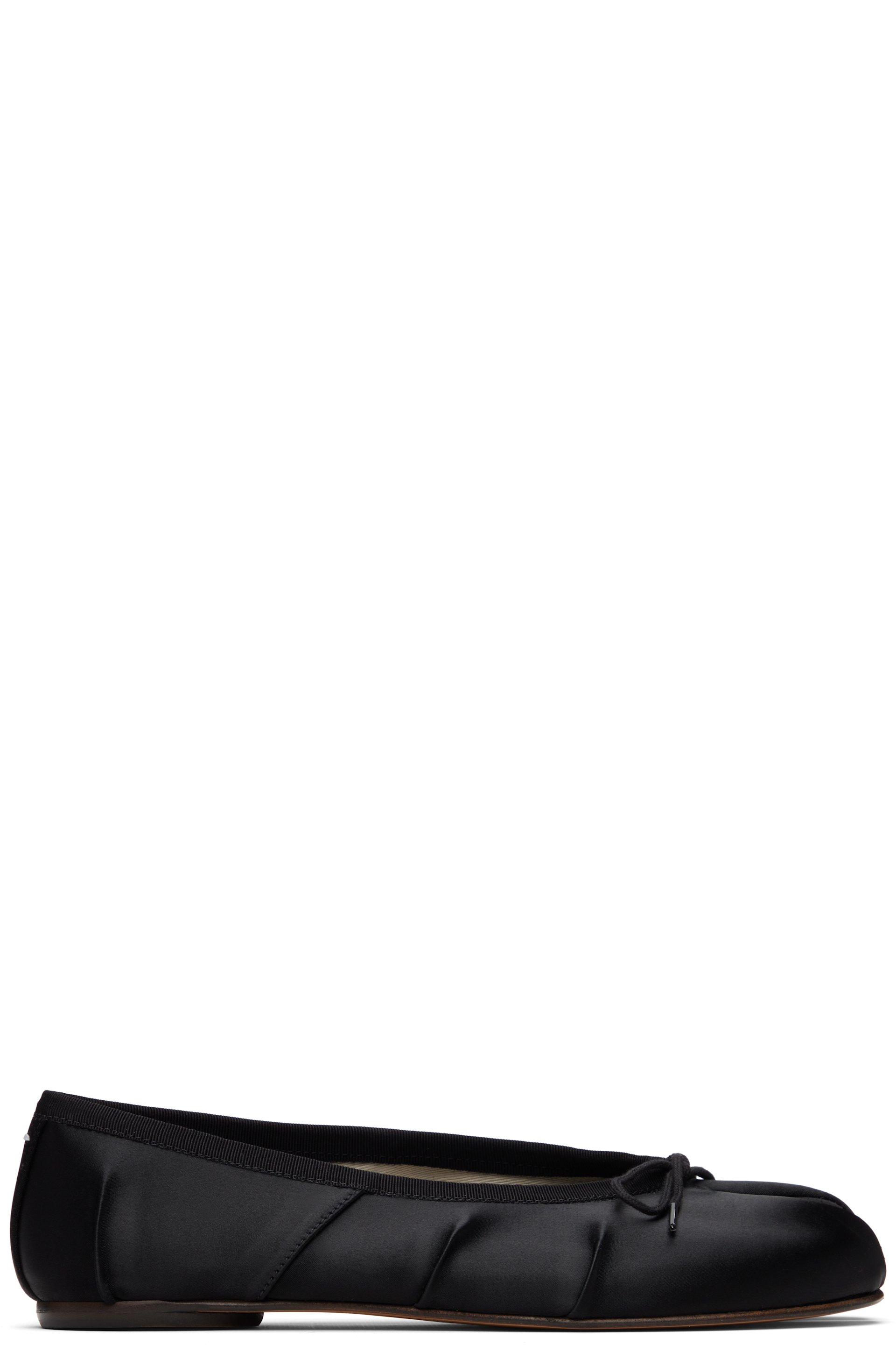 Maison Margiela - Ballerines noires en satin à bout Tabi