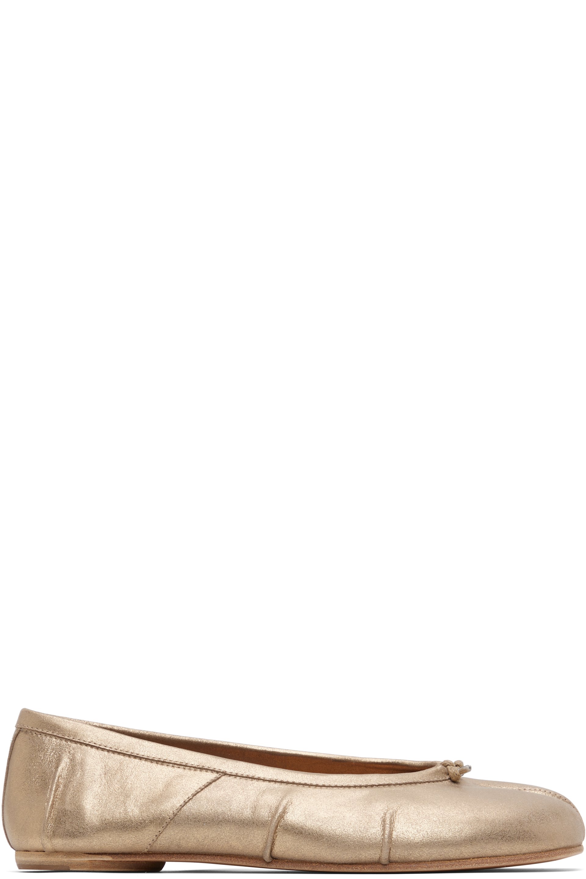 Maison Margiela - Ballerines dorées à bout Tabi