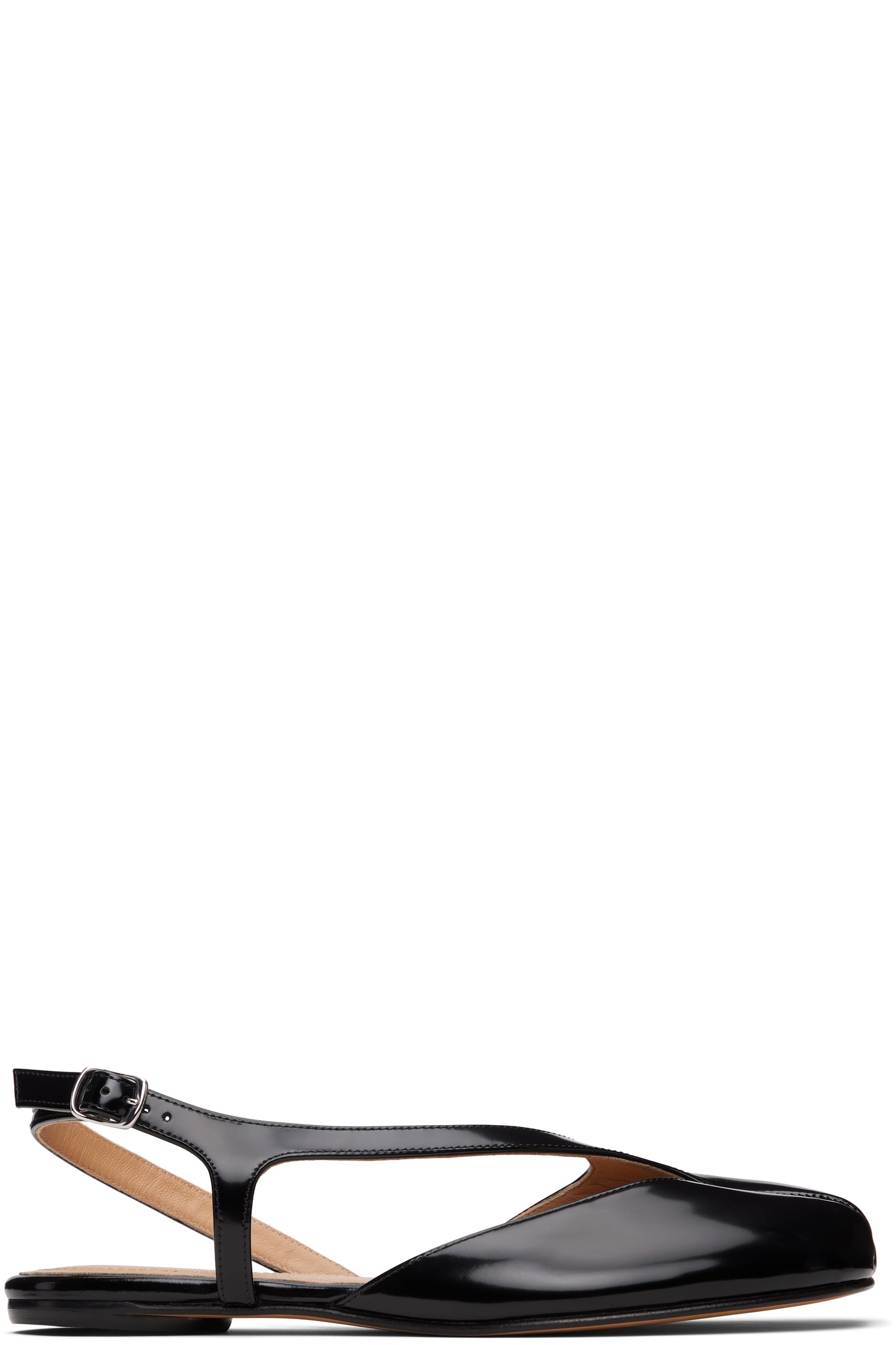 Maison Margiela - Ballerines noires à bride arrière et à bout Tabi