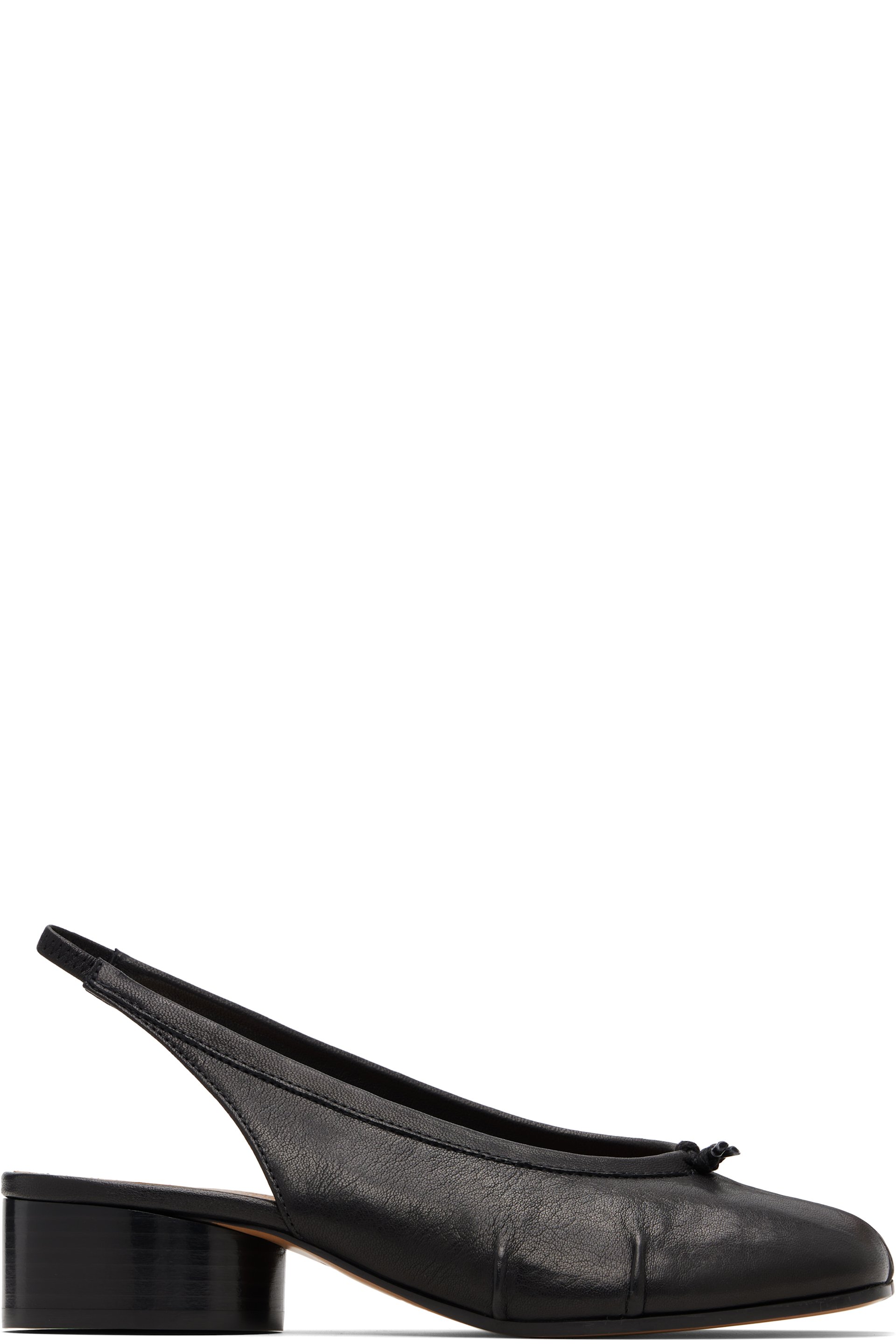 Maison Margiela - Chaussures de style ballerine à talon noires à bout Tabi