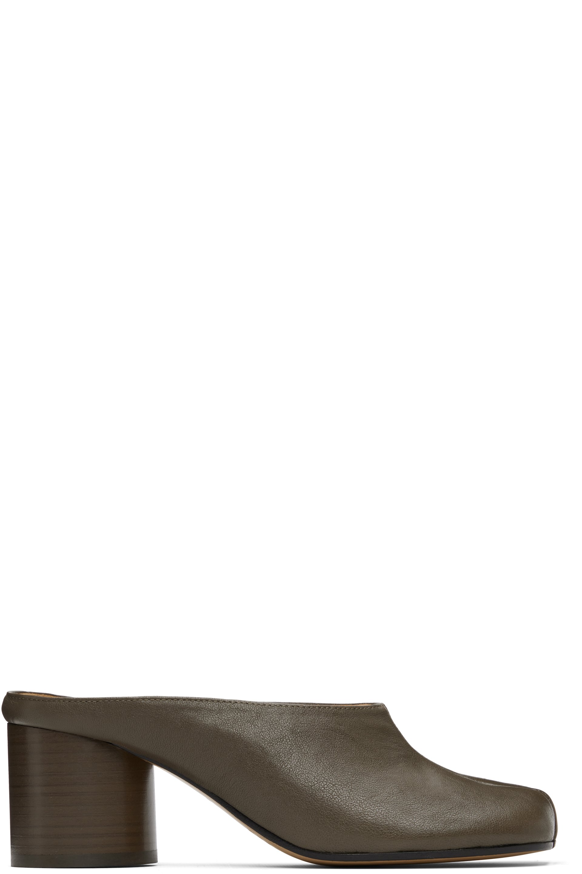 Maison Margiela - Chaussures décolletées à talon brunes à bout Tabi