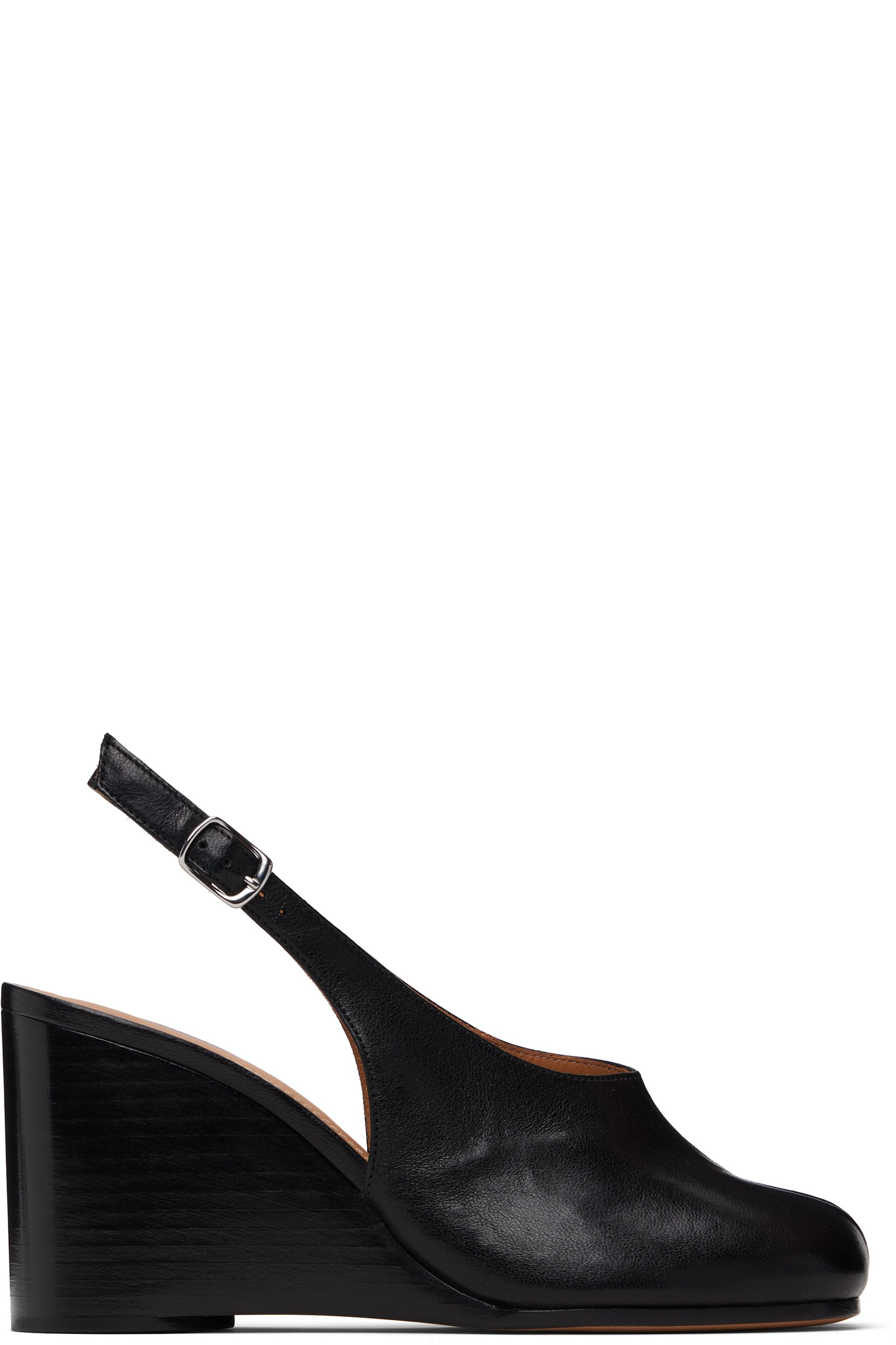 Maison Margiela - Chaussures à talon compensé noirs à bout Tabi et à bride arrière