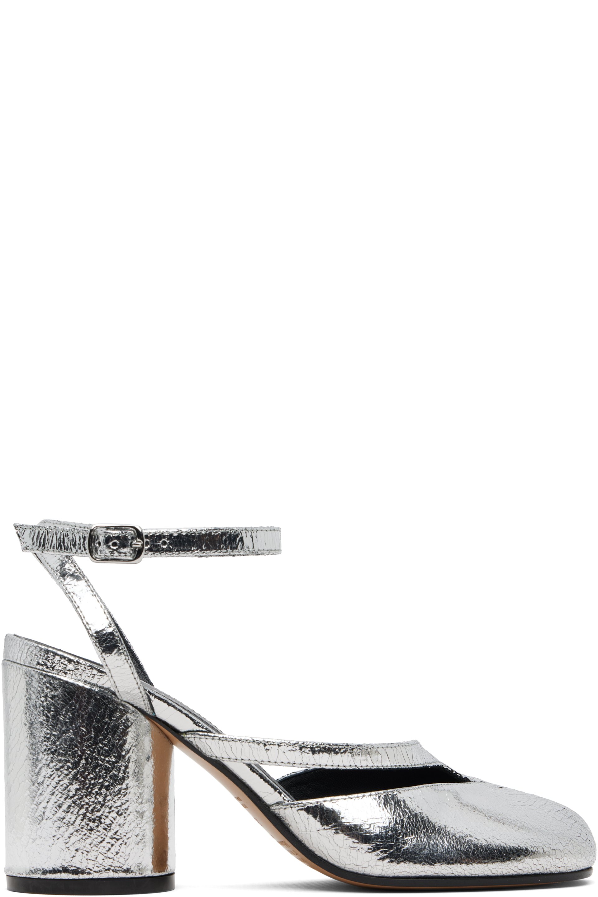 Maison Margiela - Chaussures à talon argentées à bout Tabi