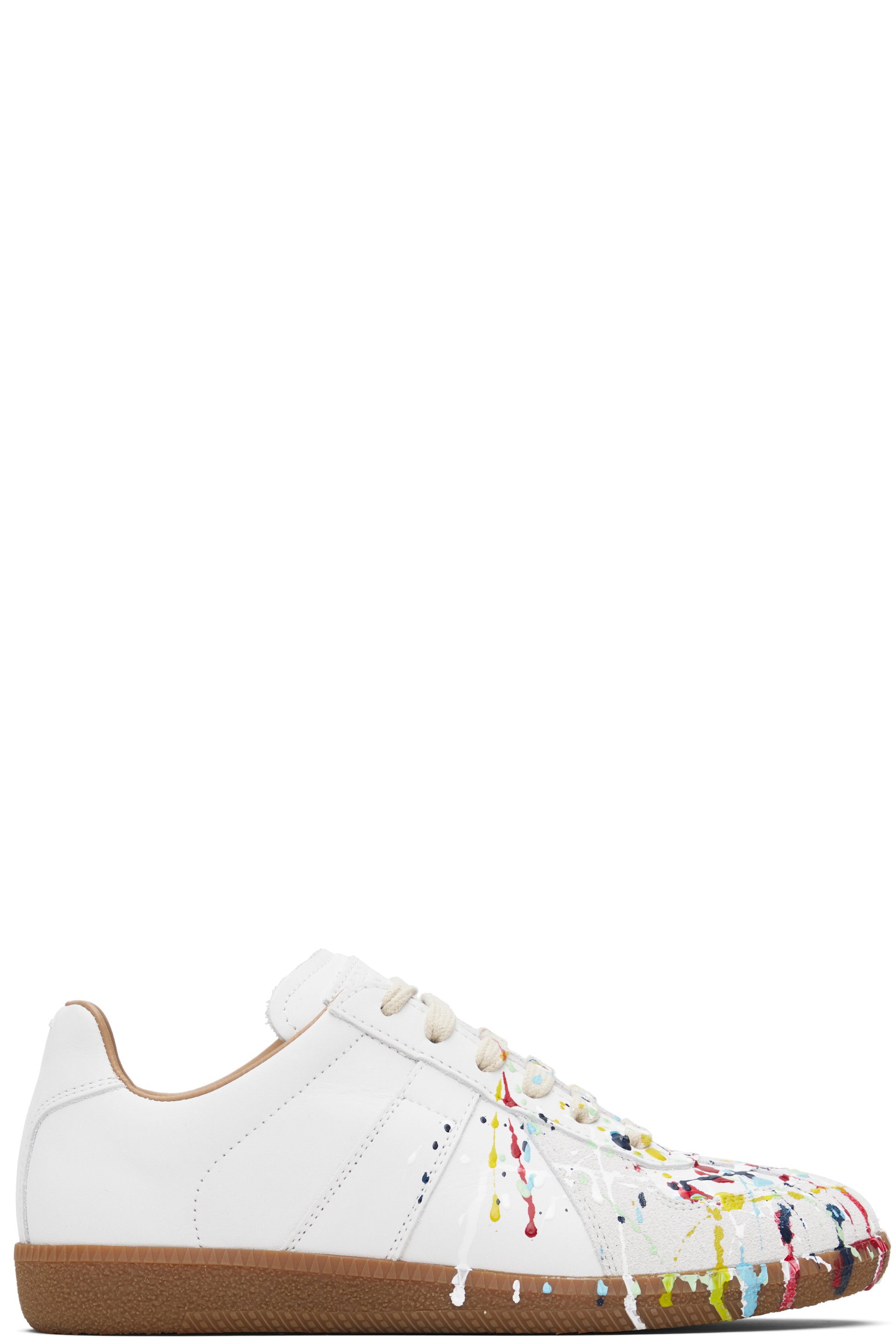 Maison Margiela - Baskets Replica blanches à éclaboussures de peinture
