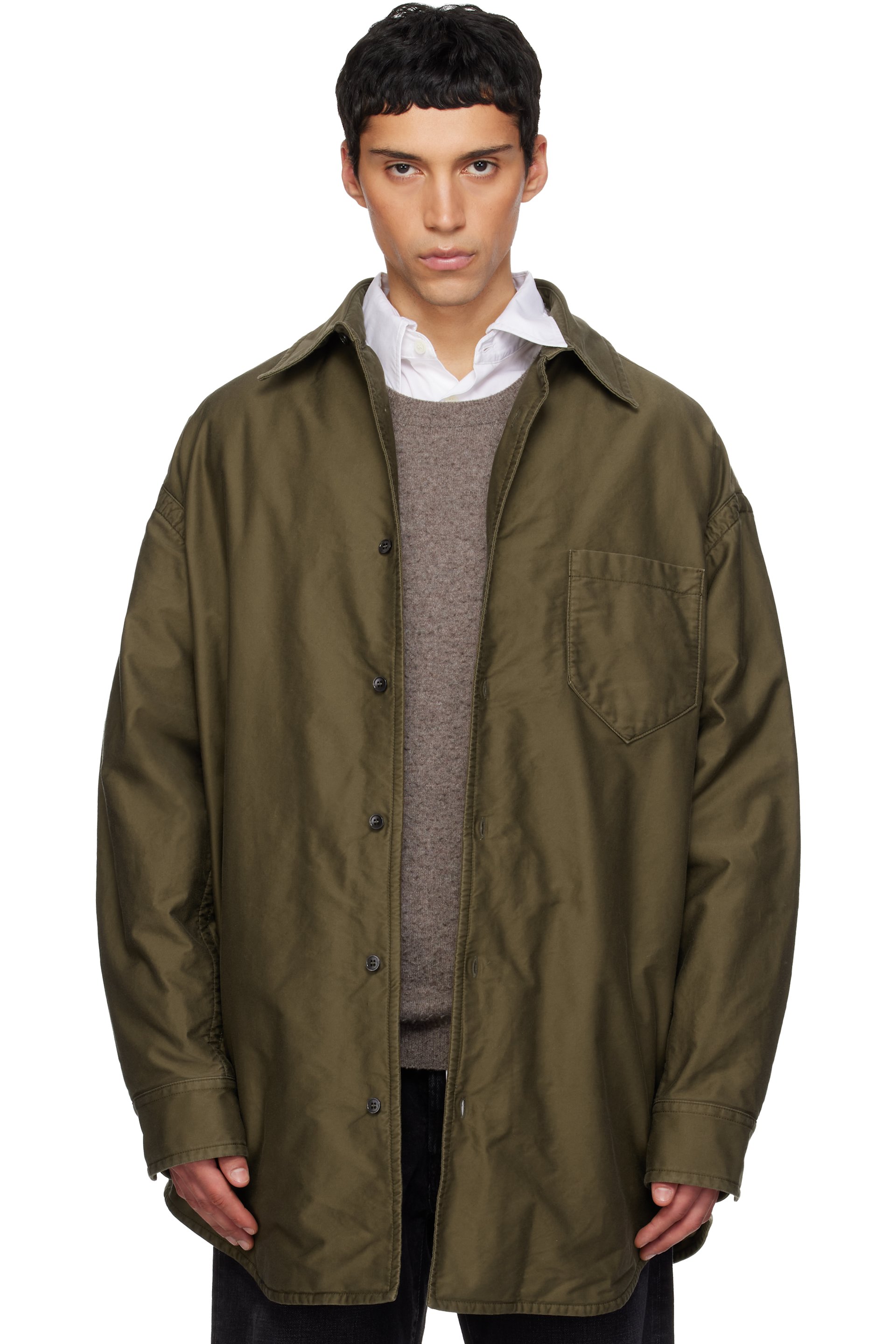 Maison Margiela - Khaki Padded Satin Cotton Shirt