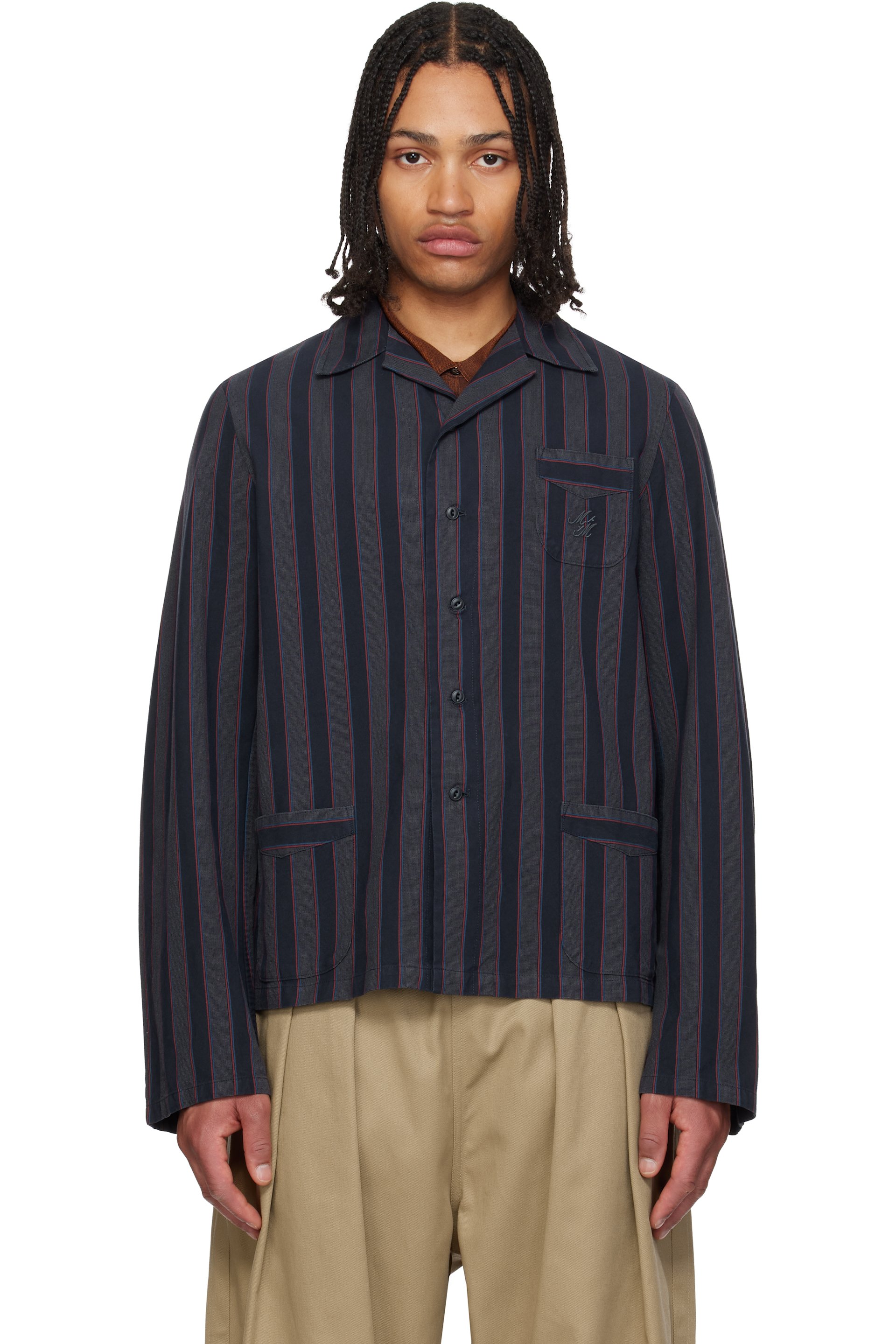 Maison Margiela - Gray Cotton Striped Overshirt