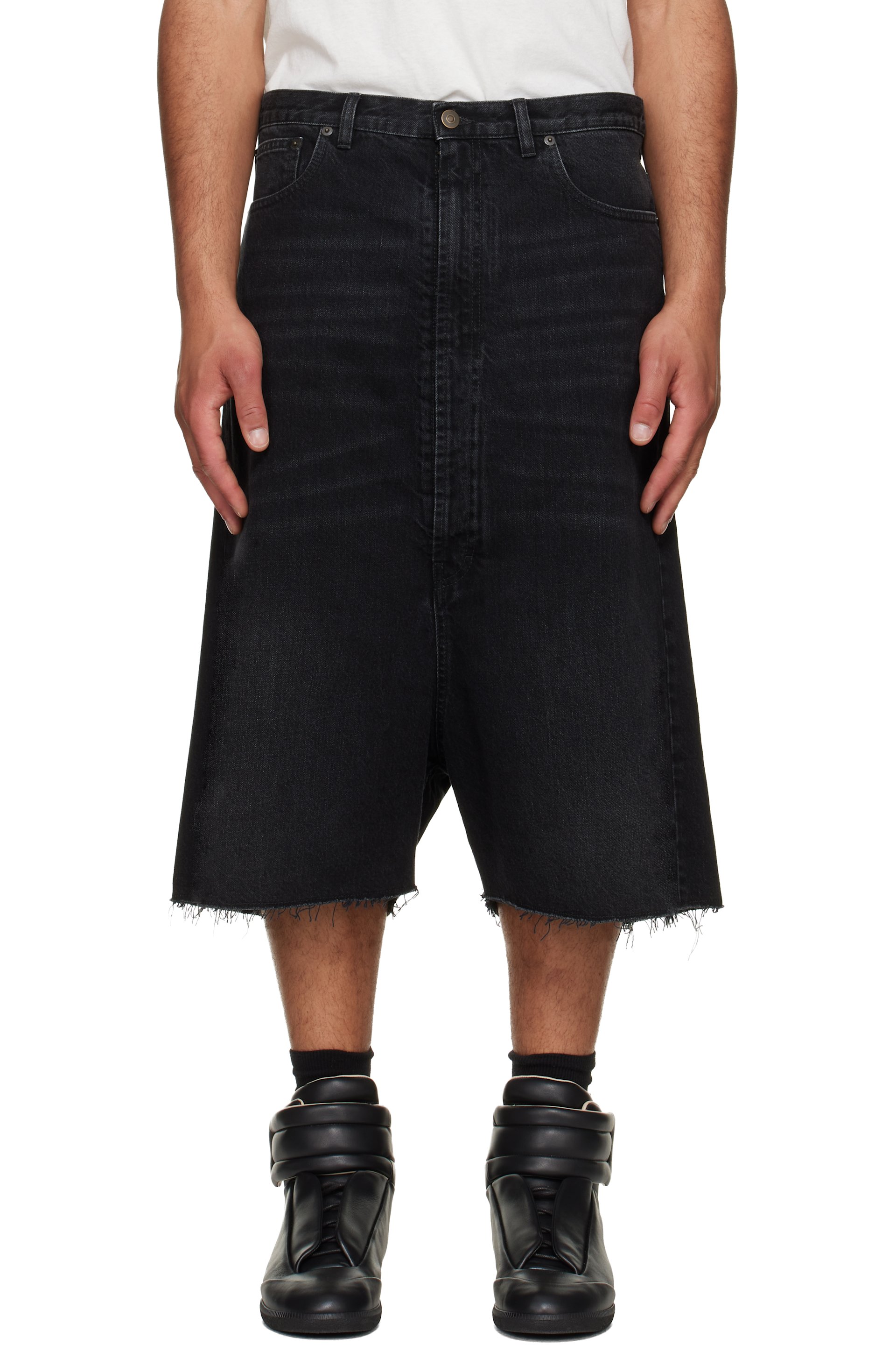 Maison Margiela - Black Faded Cutoff Denim Shorts