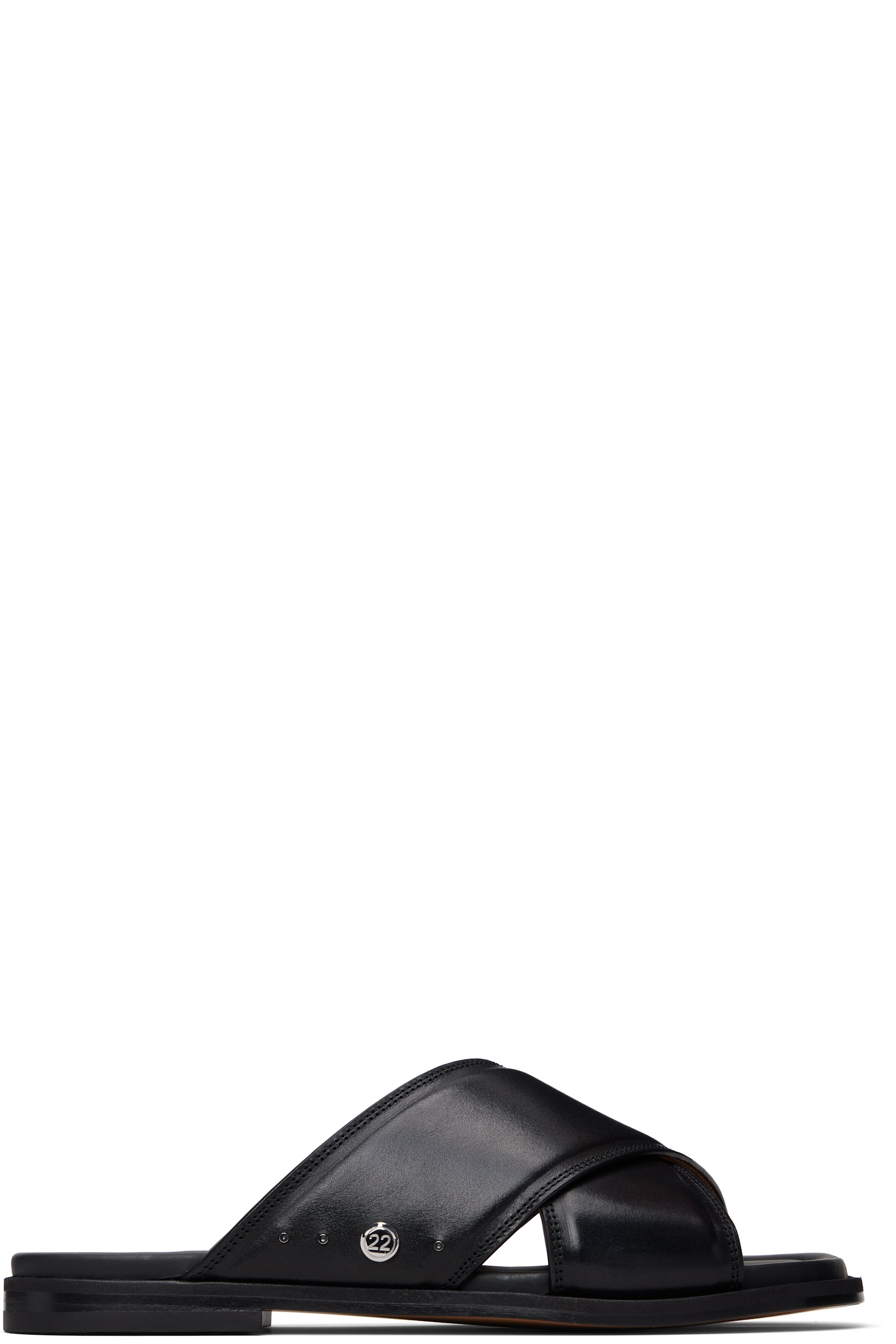 Maison Margiela - Black Tabi Numbers Crossed Sandals