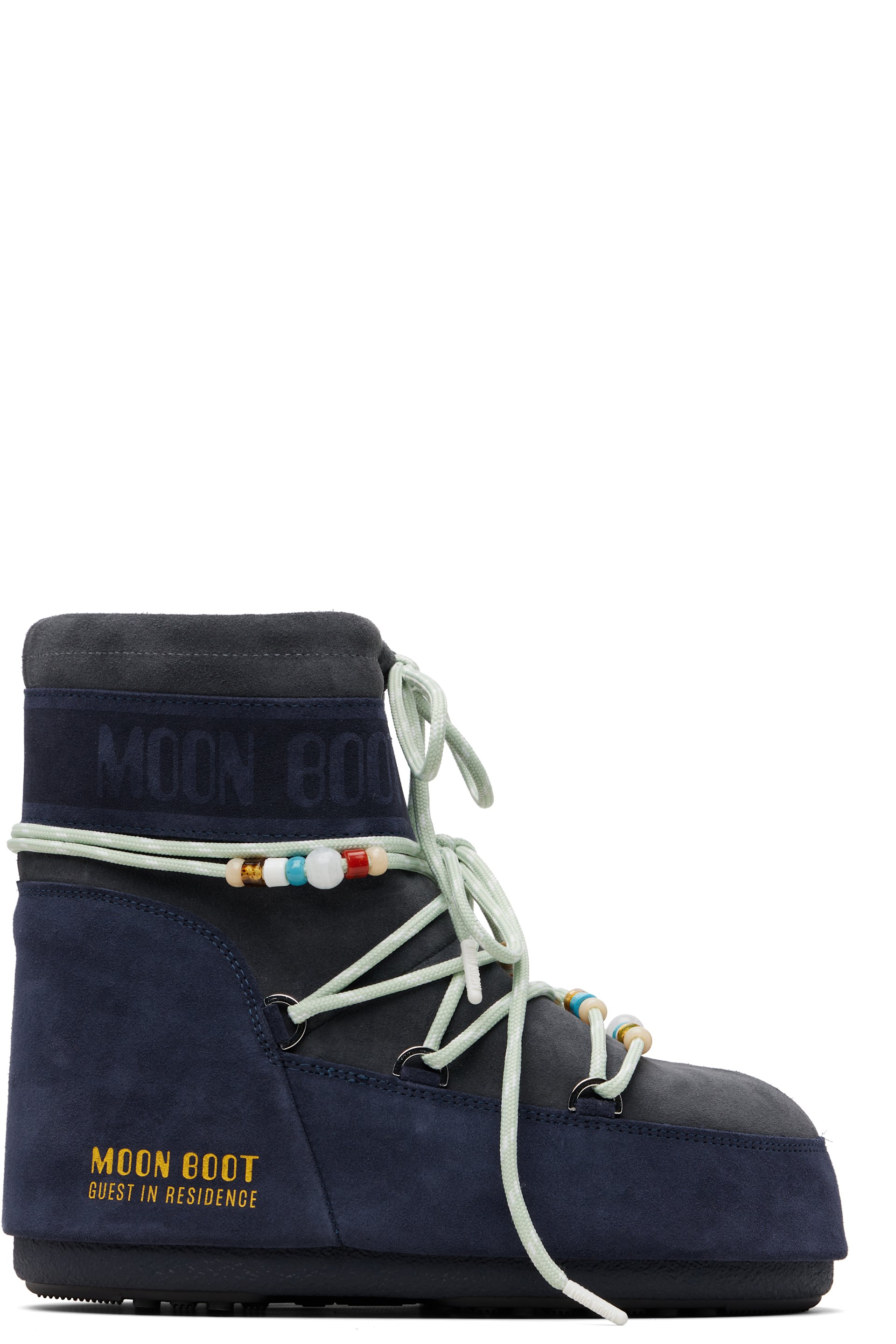 Guest in Residence - Gray & Navy Moon Boot Edition Icon Low Beaded Suede Boots