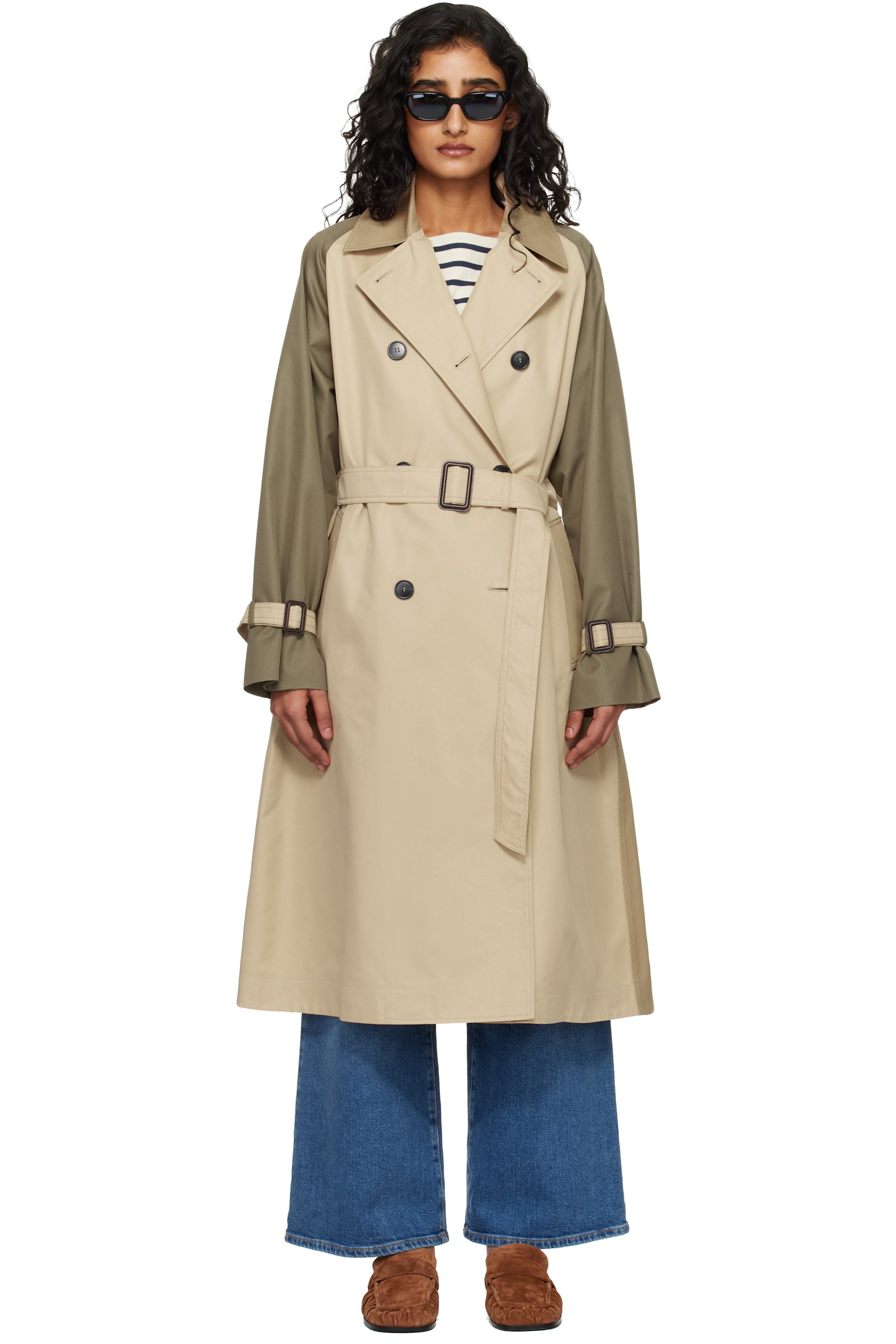 Weekend Max Mara - ベージュ＆グリーン Canasta トレンチコート