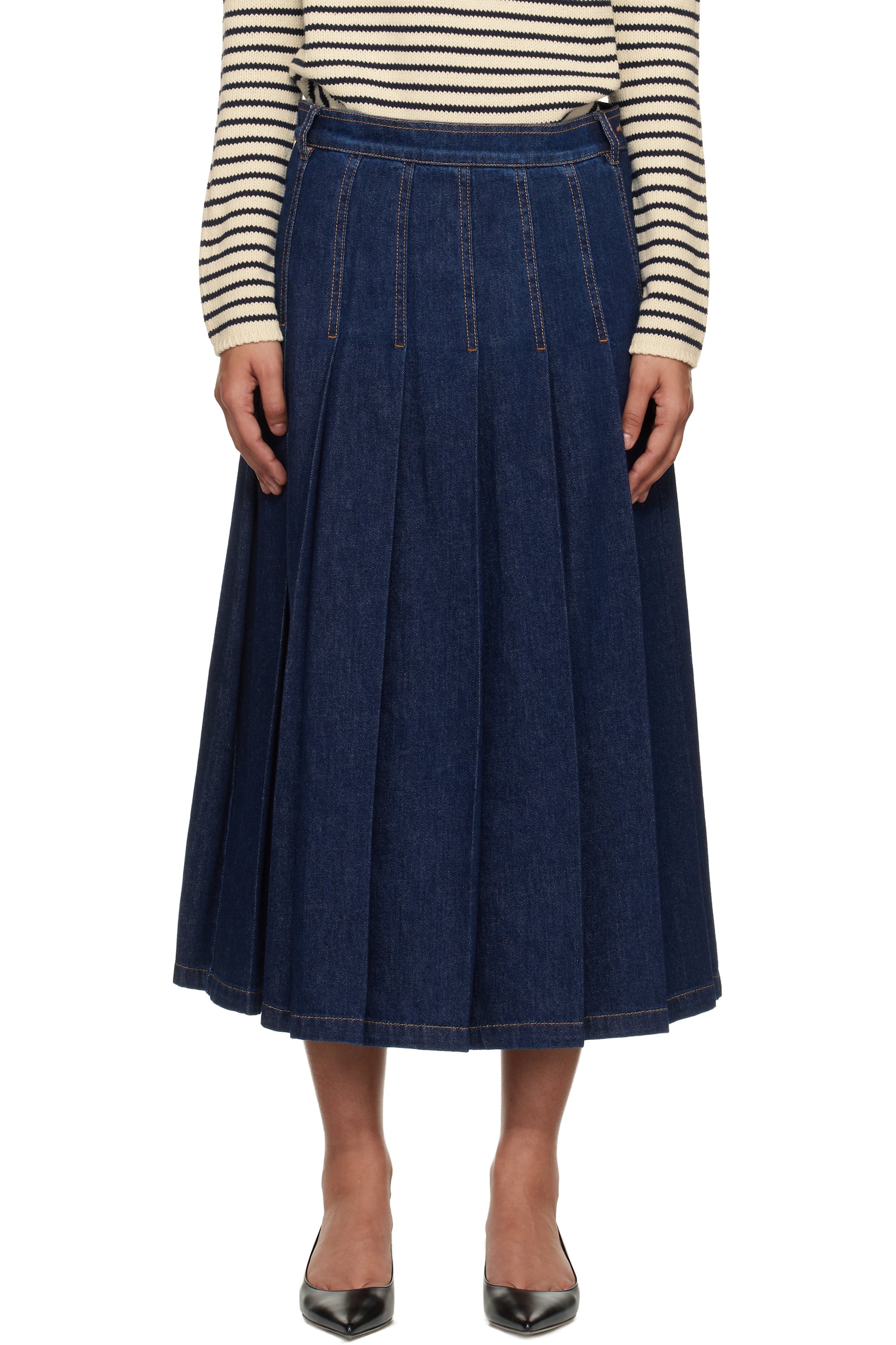 Weekend Max Mara - ネイビー Wkdovale デニム ミディアムスカート