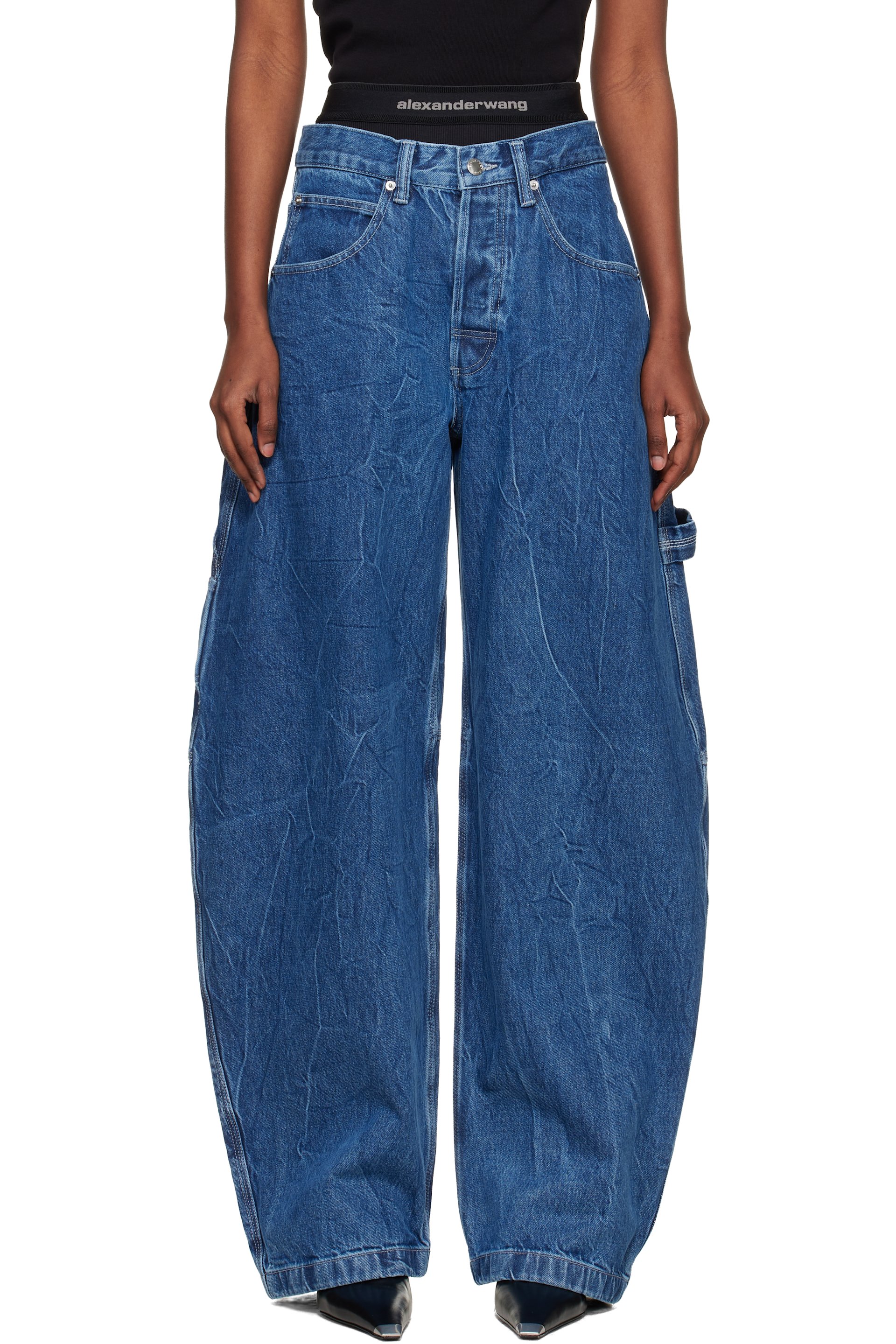 Alexander Wang - Blue Pre-Styled Mid-Rise Oversized Jeans