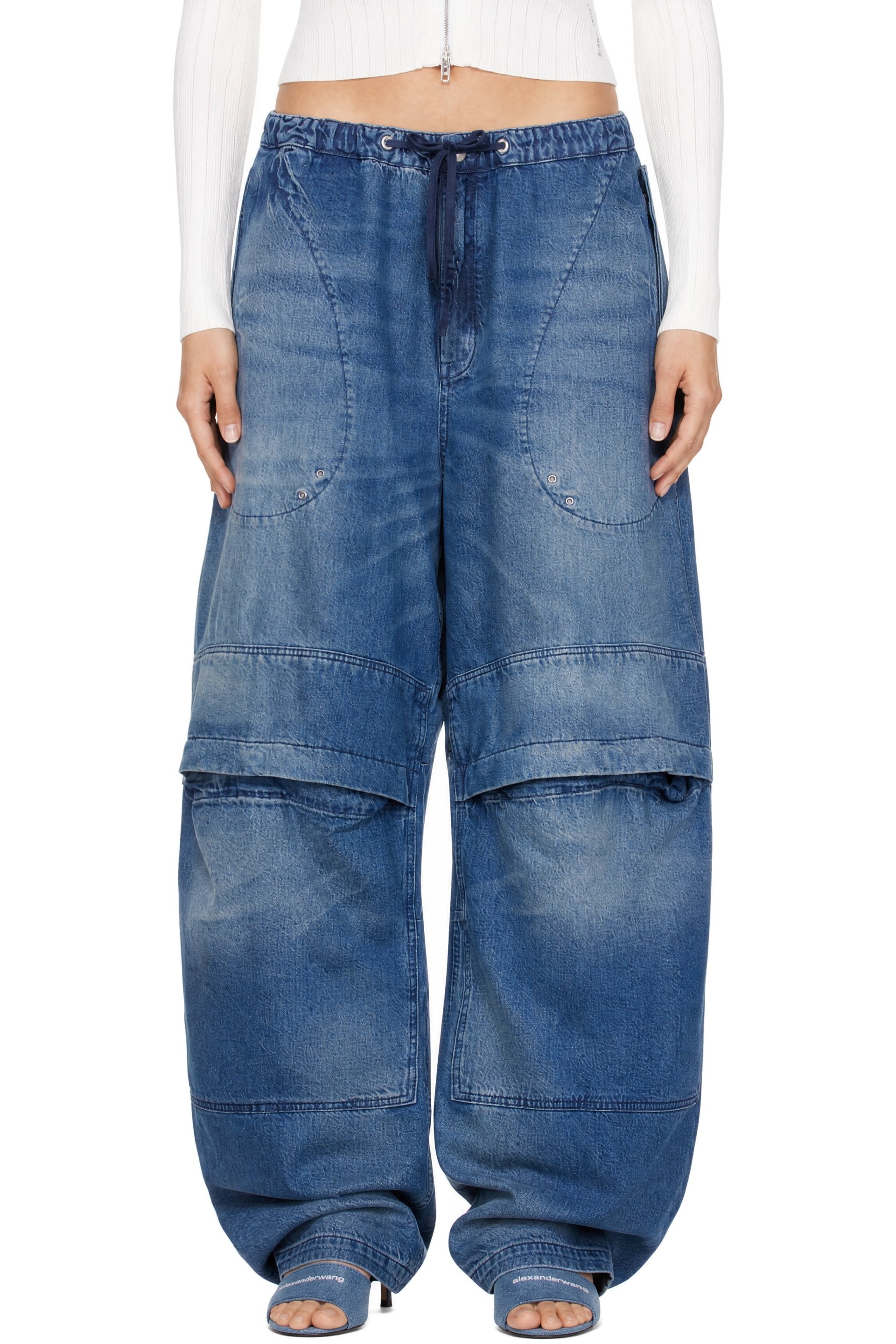 Alexander Wang - Jean cargo surdimensionné et décontracté bleu à taille basse