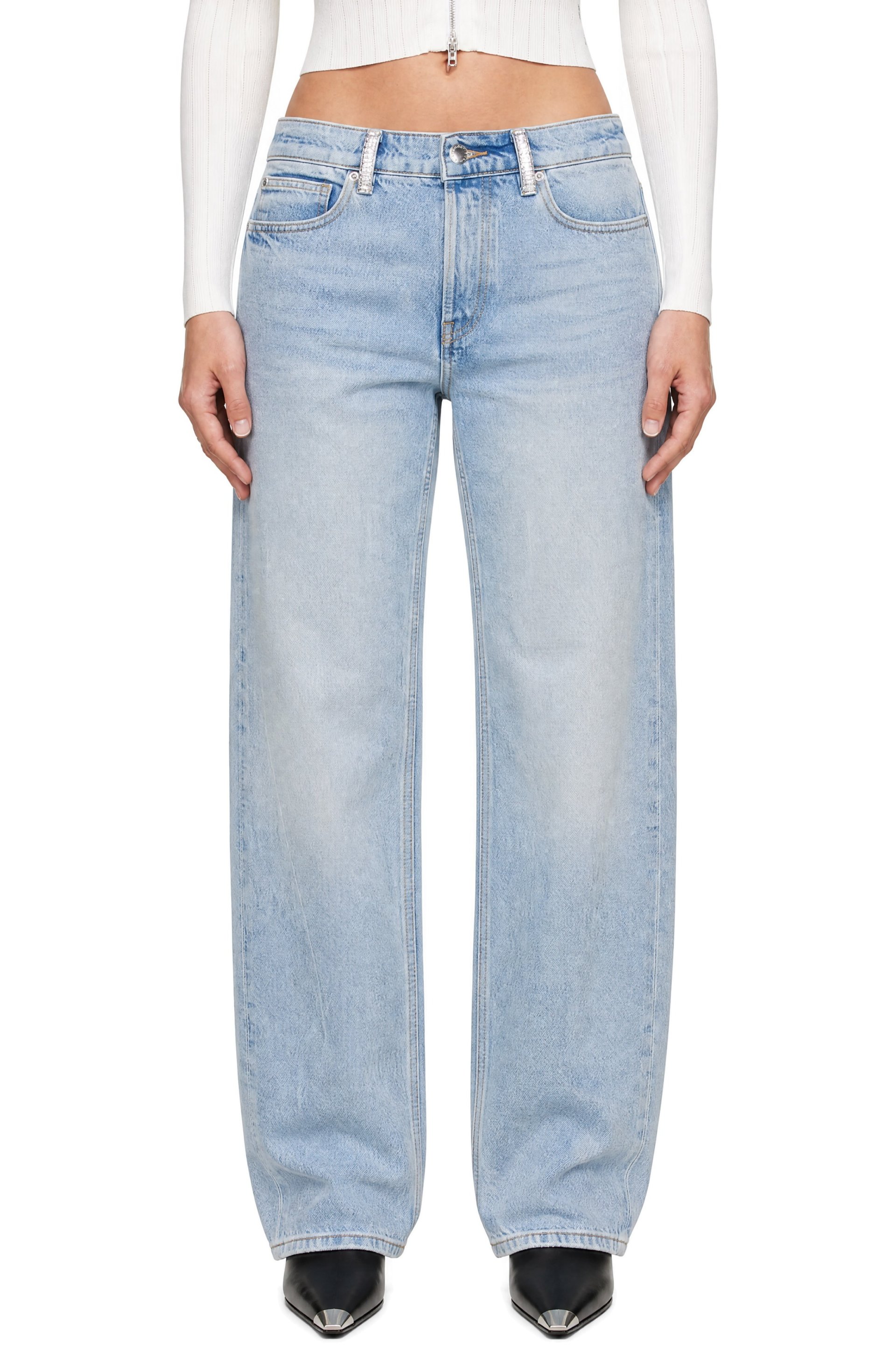 Alexander Wang - Blue Float Crystal Hotfix Belt Loop Jeans
