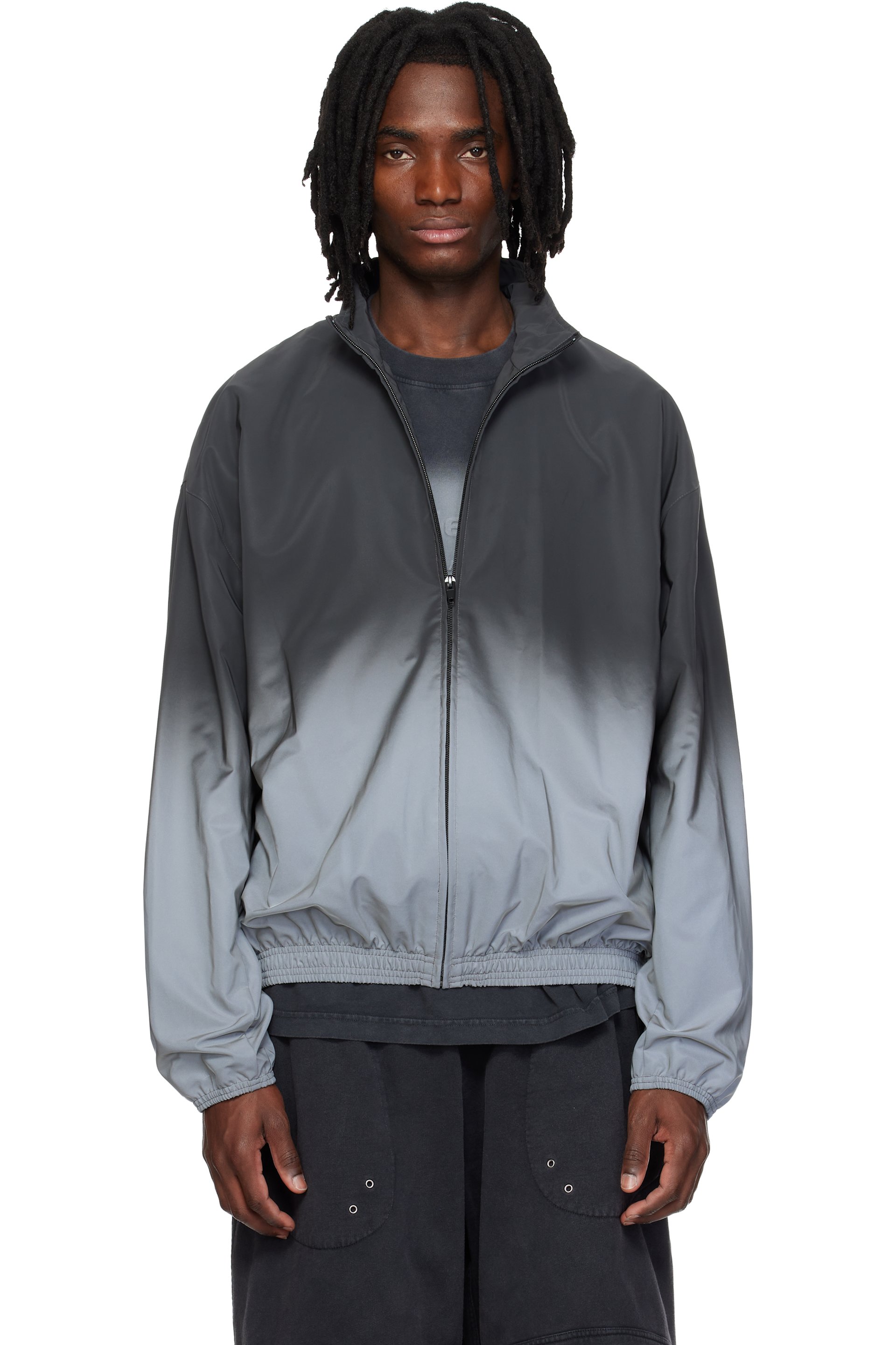 Alexander Wang - Blouson de survêtement gris et argent à enduit réfléchissant
