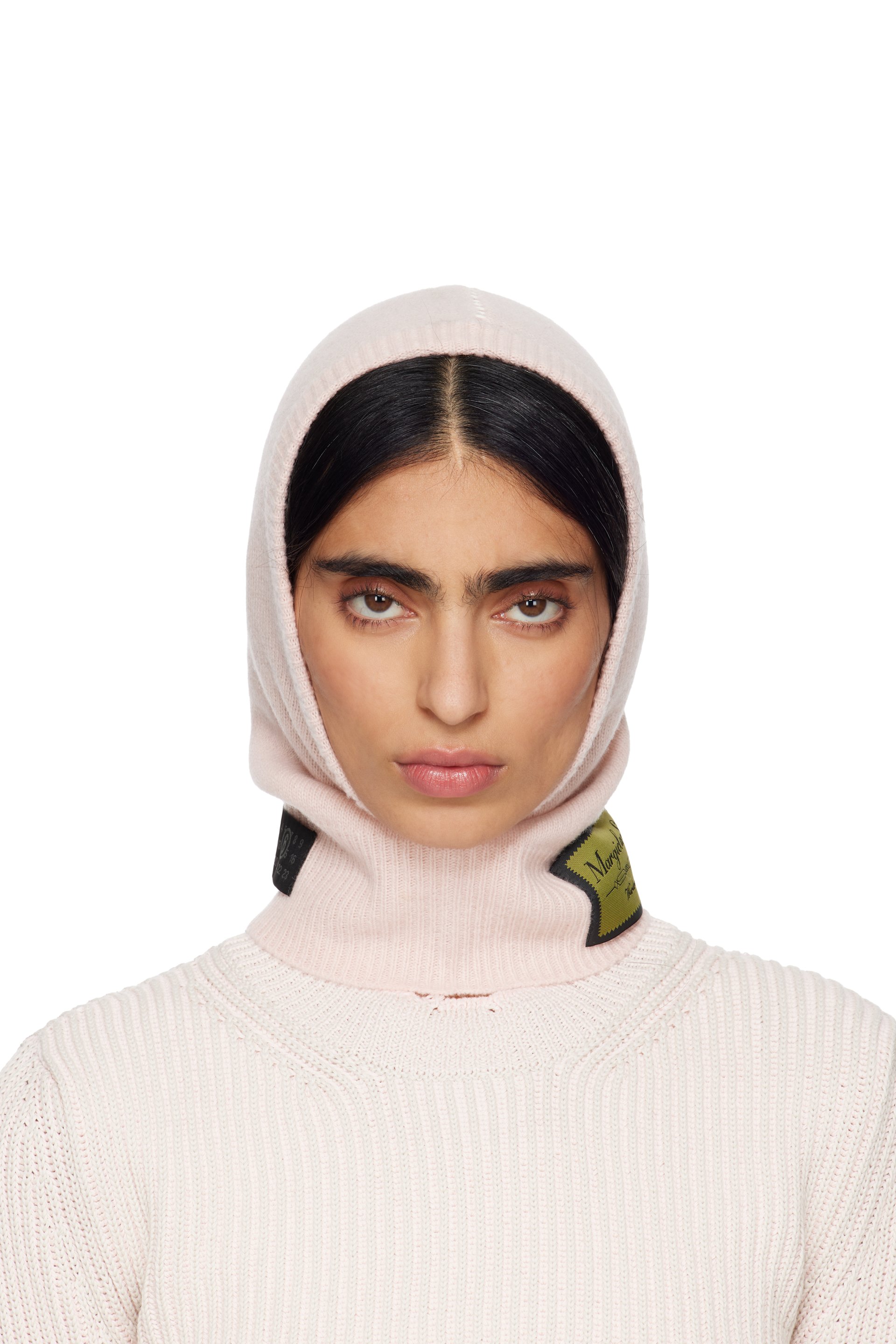 MM6 Maison Margiela: Pink Access Labels Story Gauge 7 Balaclava