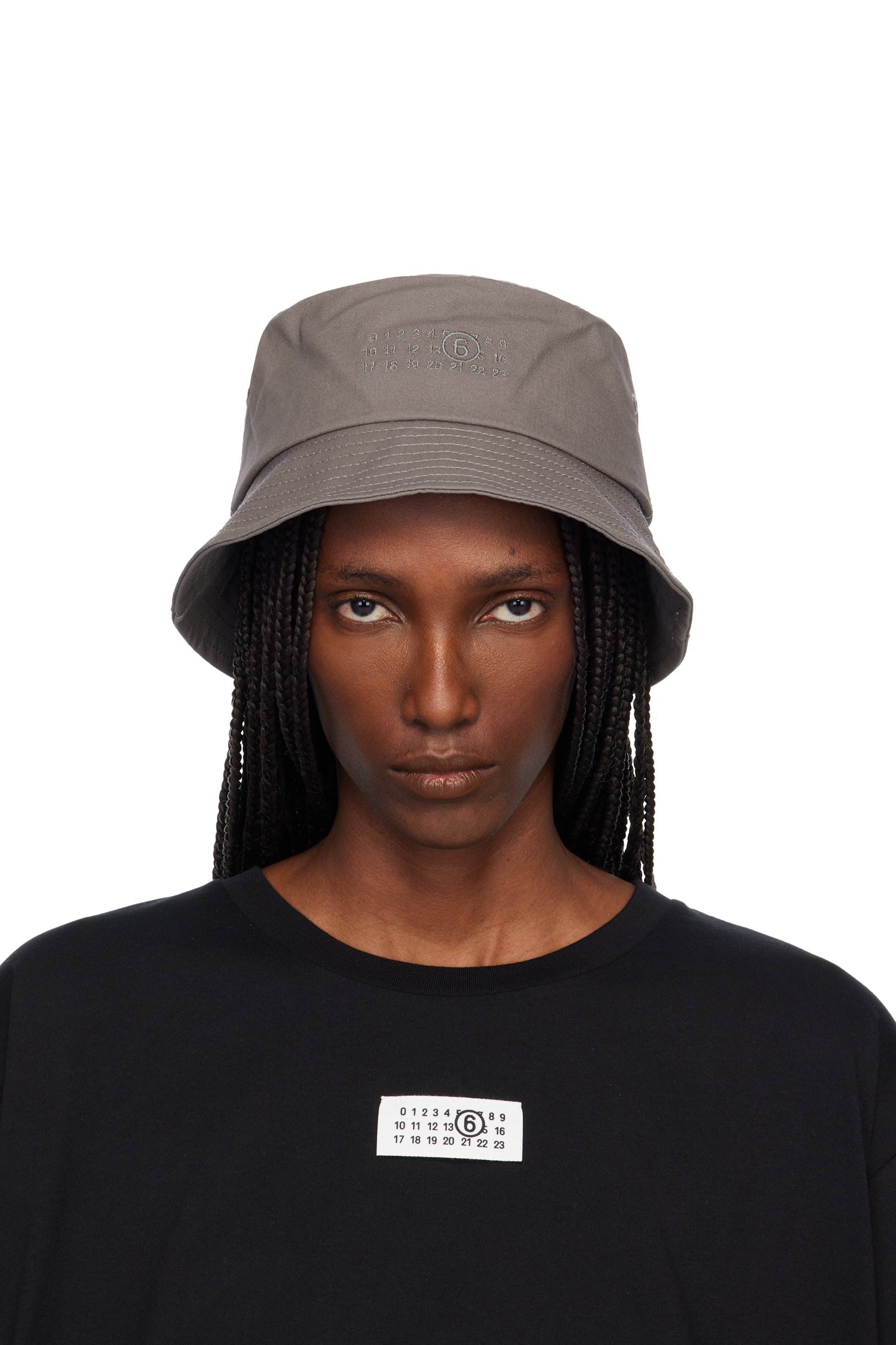 MM6 Maison Margiela - Chapeau bob gris en canevas de coton