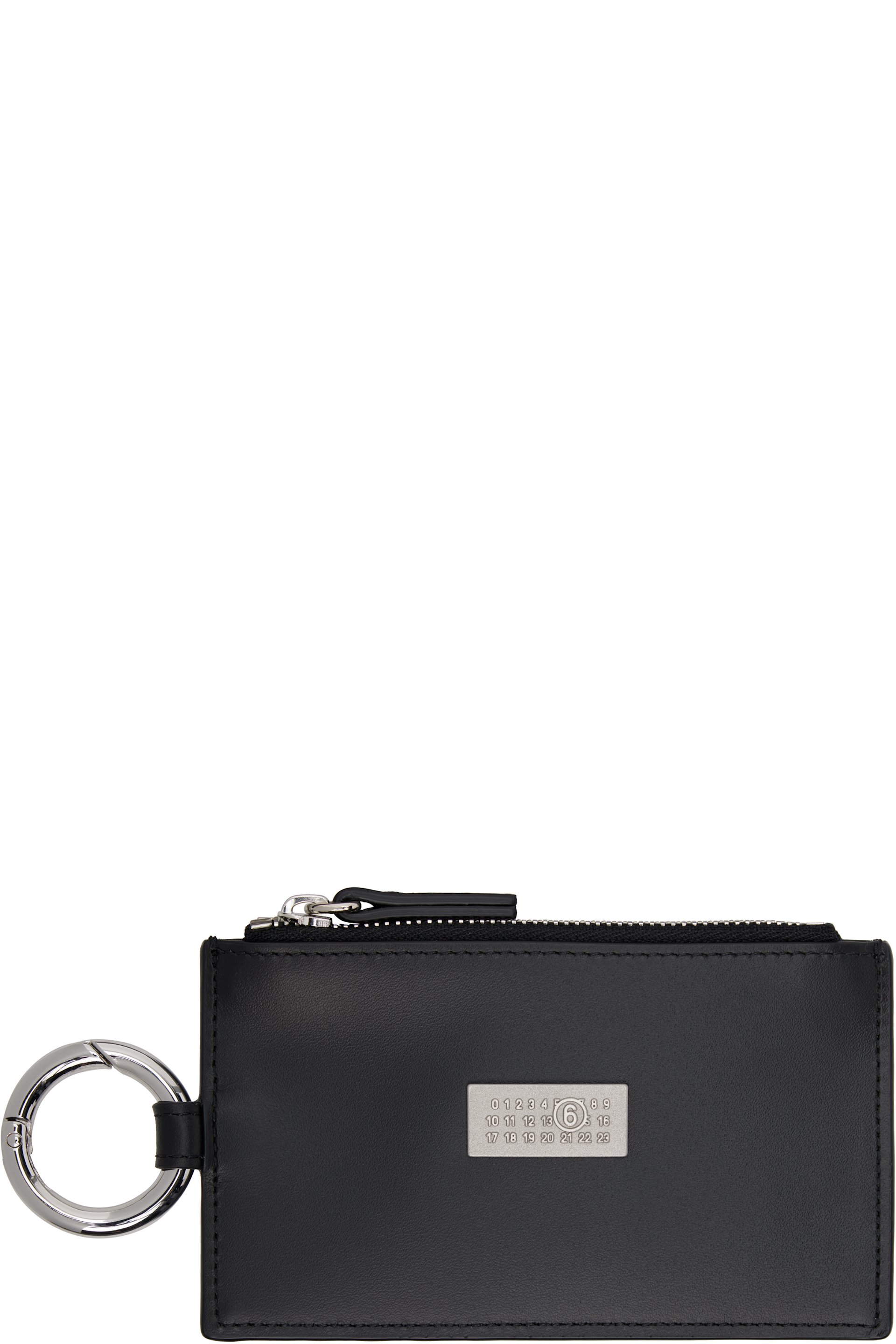 Black Numeric Leather Key Ring Wallet by MM6 Maison Margiela on Sale
